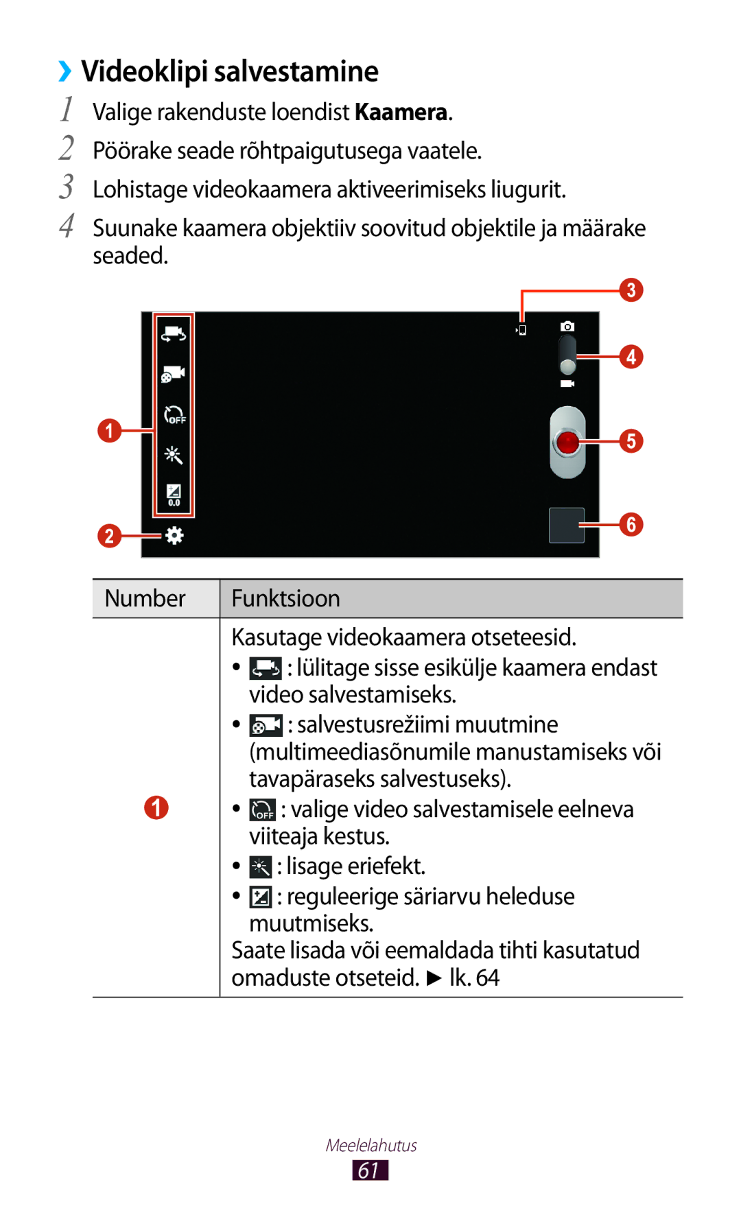 Samsung GT-P3110ZWASEB, GT-P3110TSASEB manual ››Videoklipi salvestamine 