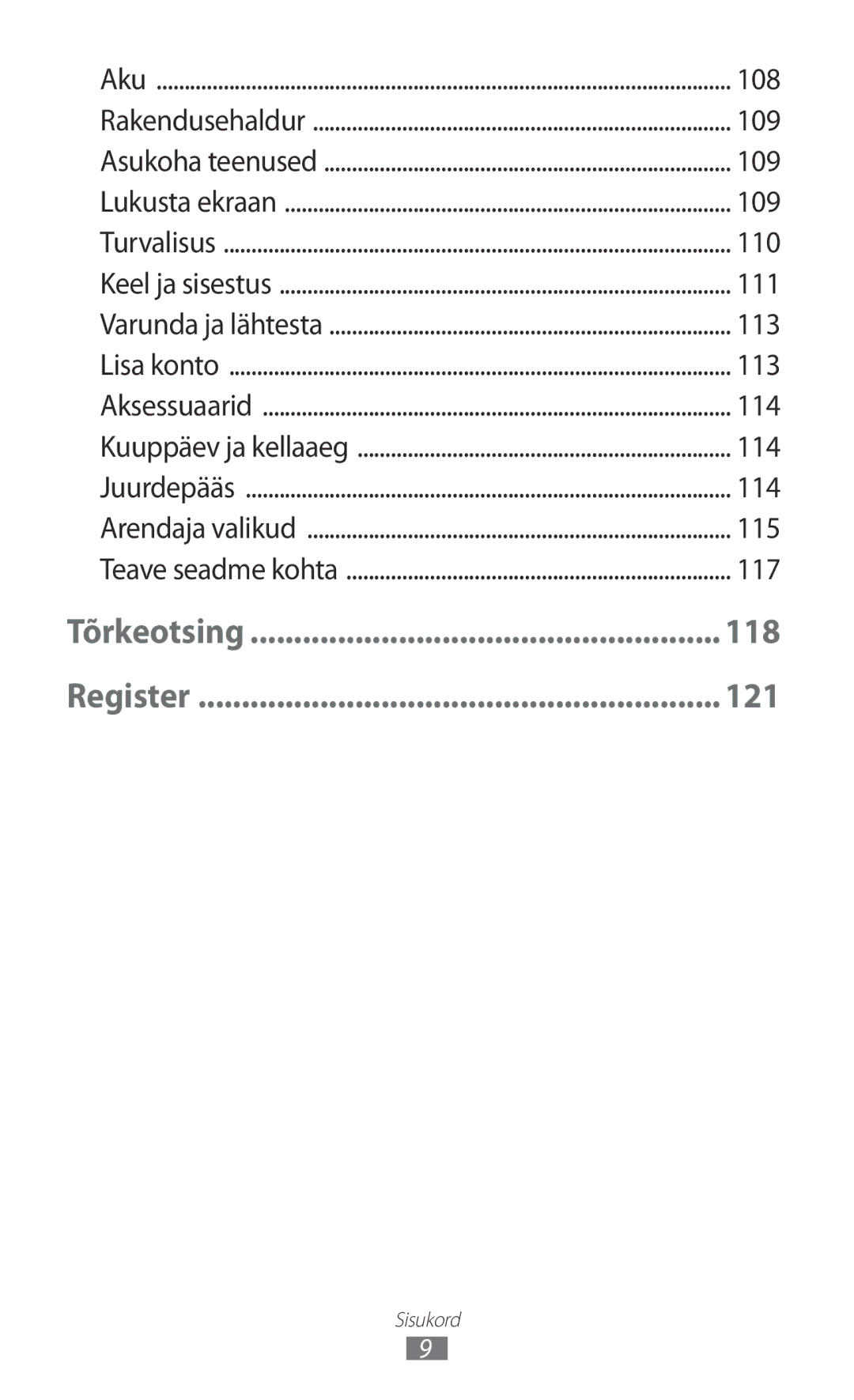 Samsung GT-P3110ZWASEB, GT-P3110TSASEB manual 109, 111, 113, 114, 115, 117 