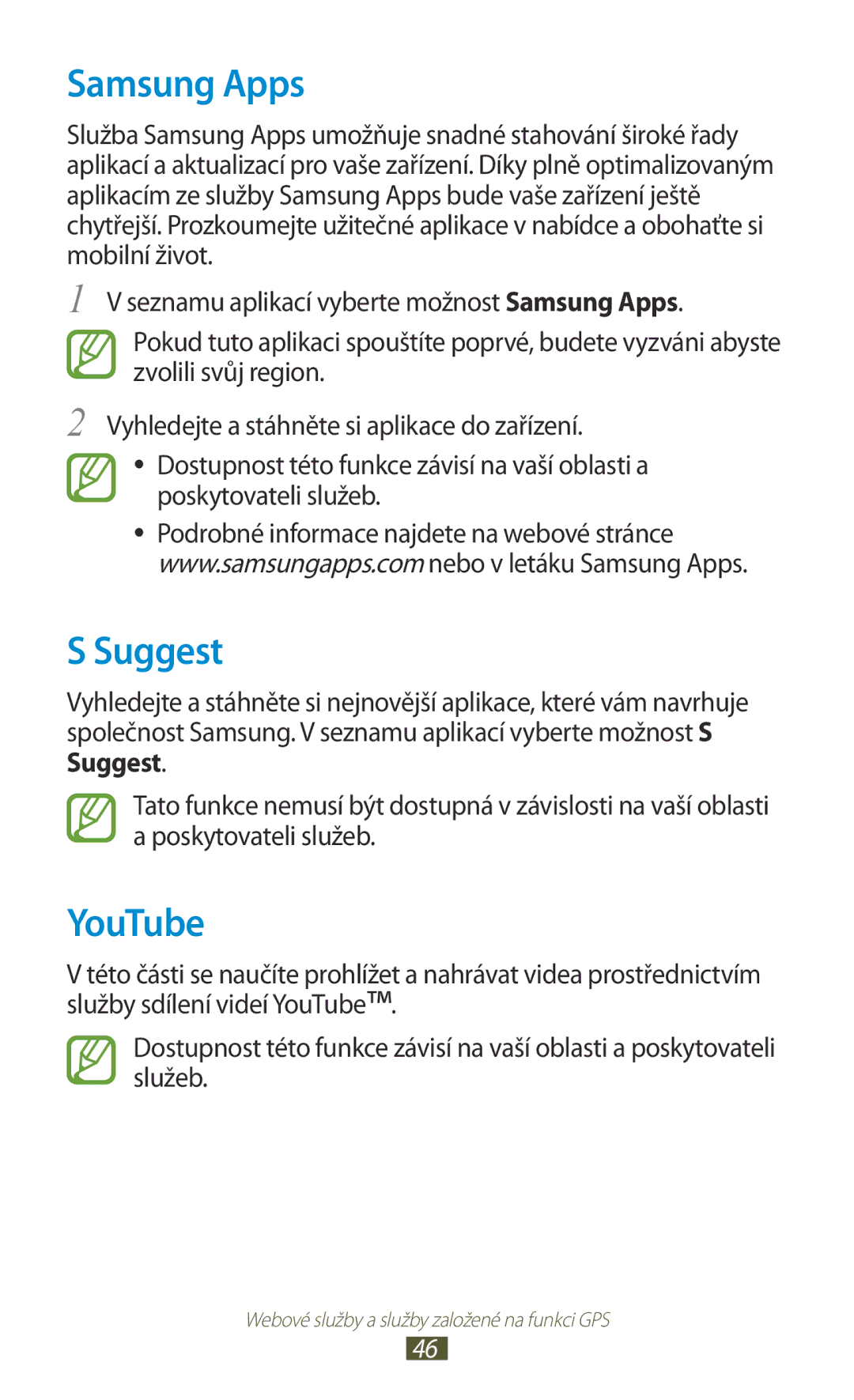 Samsung GT-P3110ZWATMZ, GT-P3110TSAXEO, GT-P3110TSAEUR, GT-P3110TSEAUT, GT-P3110ZWAXEZ manual Samsung Apps, Suggest, YouTube 