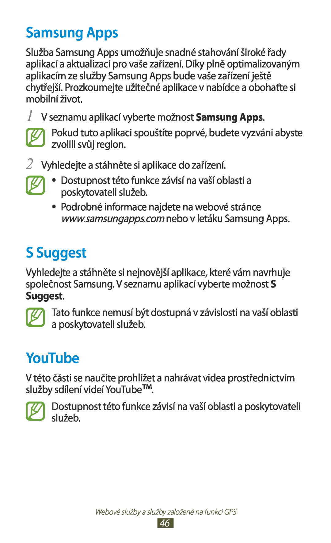 Samsung GT-P3110ZWATMZ, GT-P3110TSAXEO, GT-P3110TSAEUR, GT-P3110TSEAUT, GT-P3110ZWAXEZ manual Samsung Apps, S Suggest, YouTube 