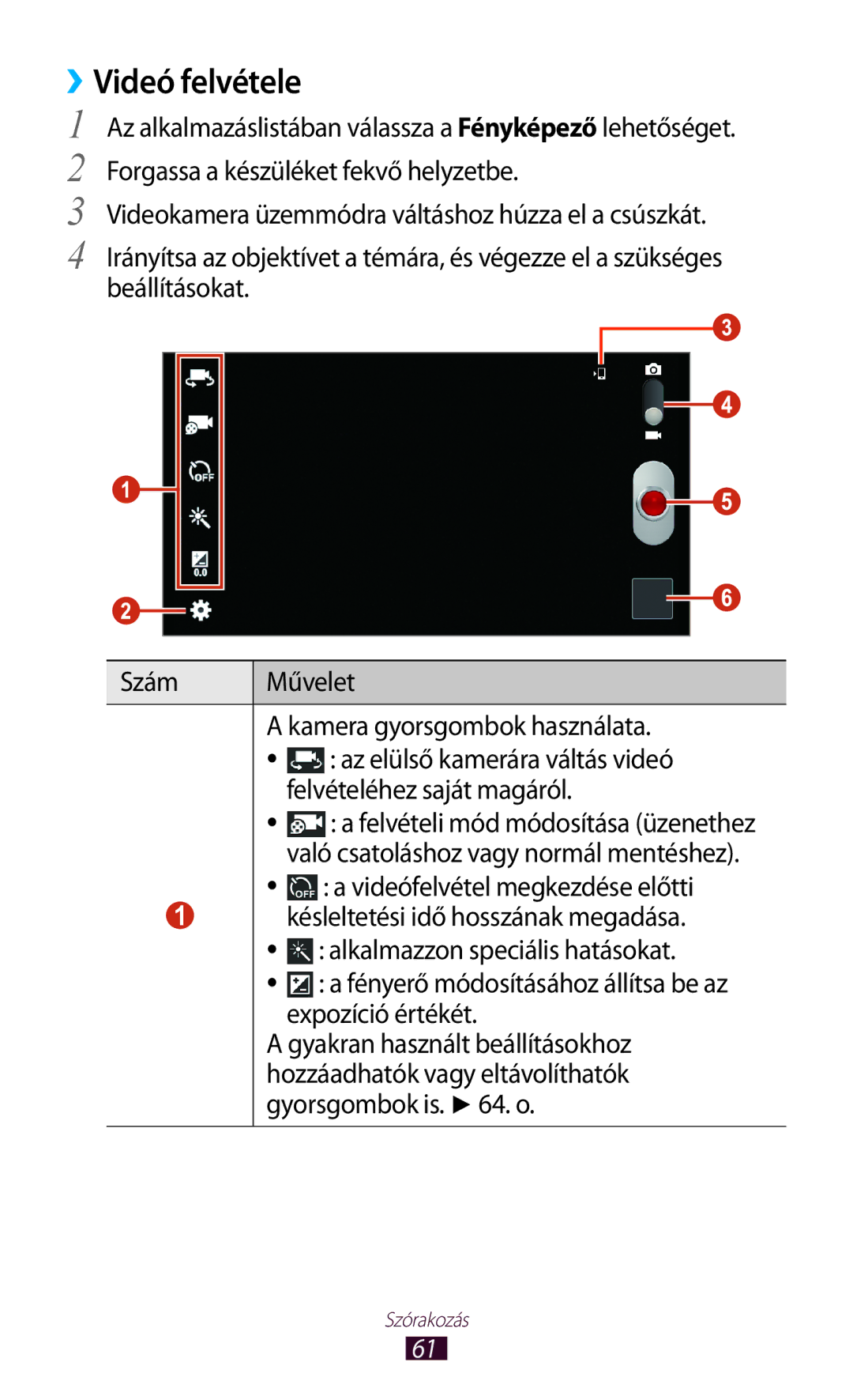 Samsung GT-P3110GRAXEZ, GT-P3110TSAXEO, GT-P3110ZWAATO, GT-P3110TSAEUR ››Videó felvétele, Videófelvétel megkezdése előtti 