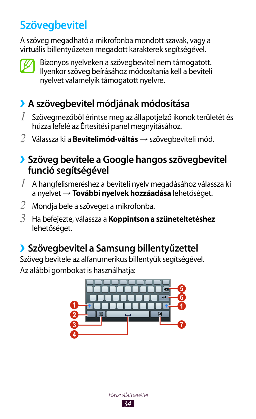 Samsung GT-P3110TSAXEO manual ››A szövegbevitel módjának módosítása, ››Szövegbevitel a Samsung billentyűzettel 