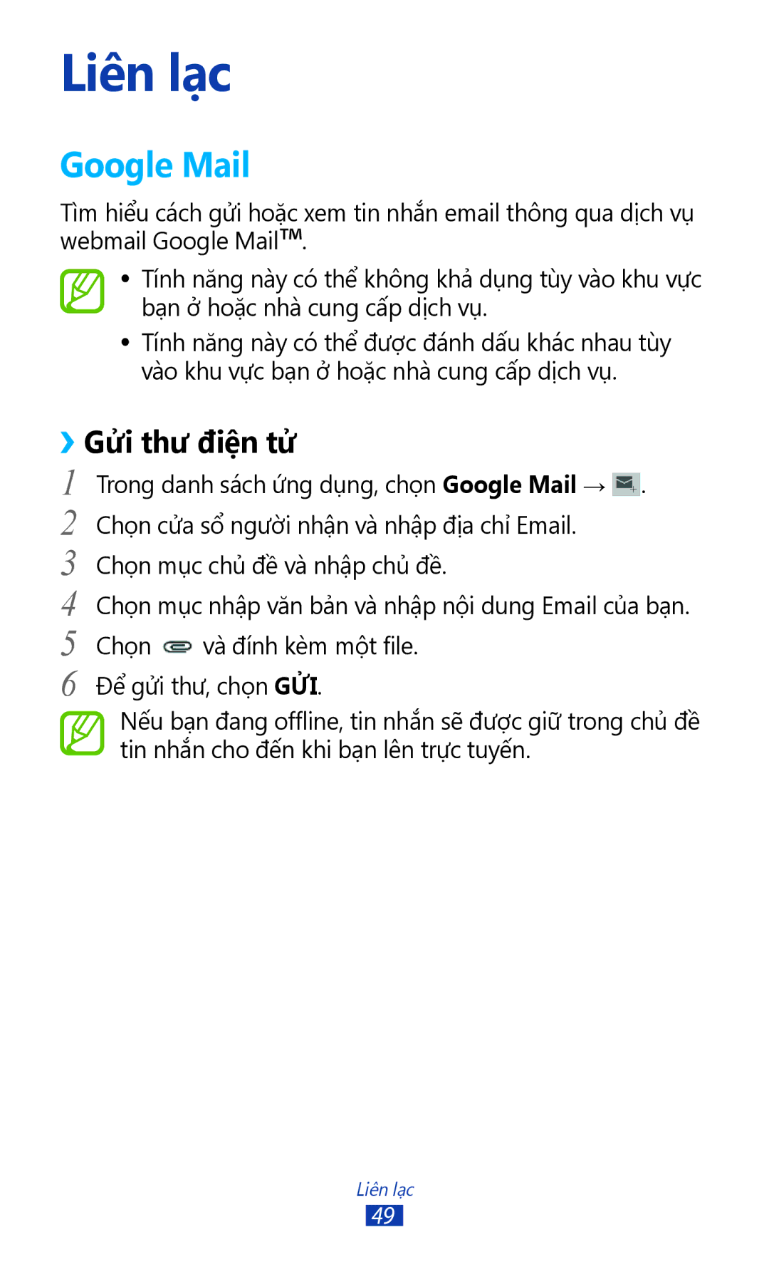 Samsung GT-P3110TSAXXV manual Google Mail, ››Gửi thư điện tử 