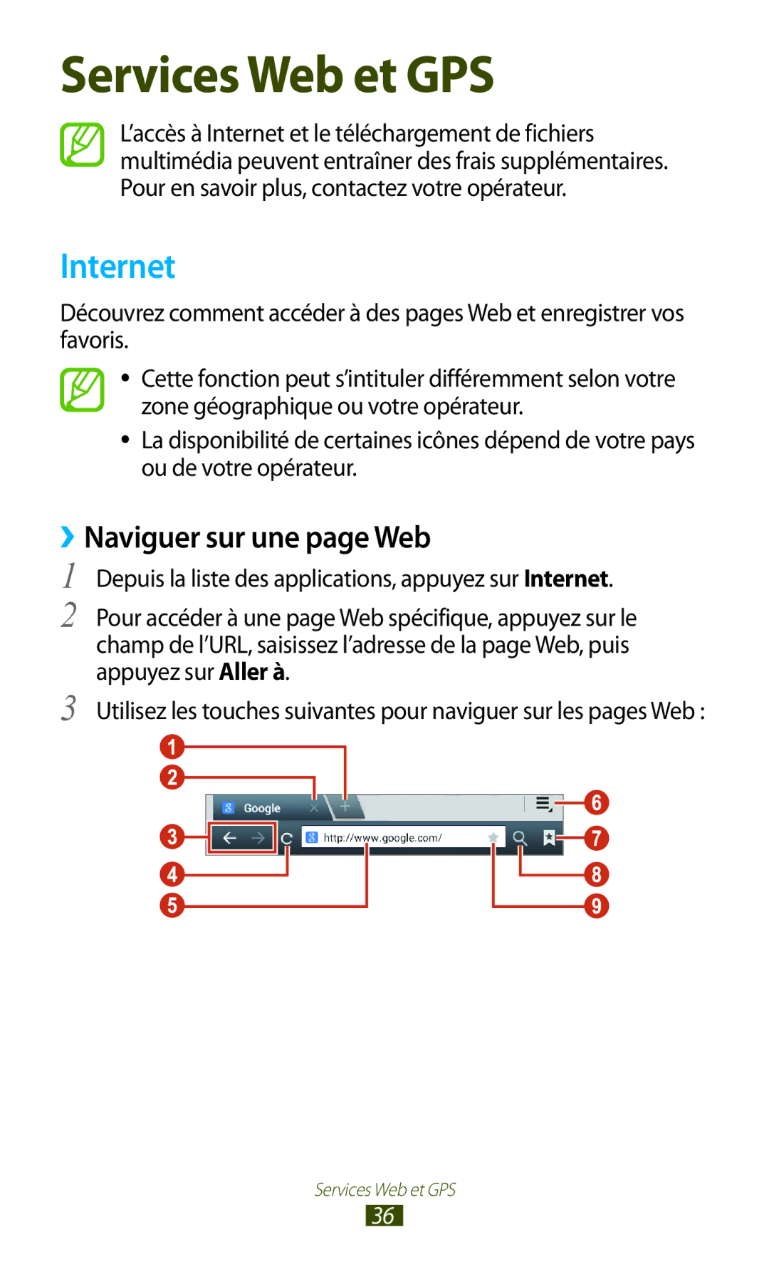 Samsung GT-P3110ZWAFTM manual ››Naviguer sur une page Web, Depuis la liste des applications, appuyez sur Internet 