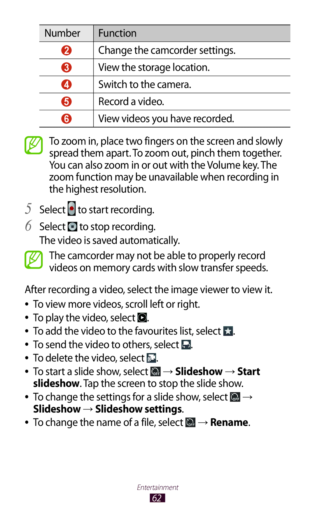 Samsung GT-P3110TSEXSK, GT-P3110ZWFDBT, GT-P3110TSAXEO, GT-P3110ZWAATO, GT-P3110GRADBT manual To delete the video, select 