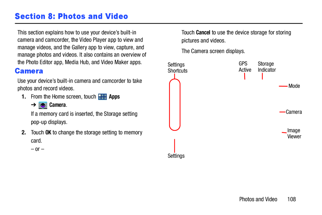 Samsung GT-P3113 user manual Photos and Video, Camera 