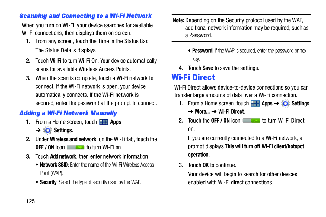 Samsung GT-P3113 user manual Adding a Wi-Fi Network Manually, More... Wi-Fi Direct 