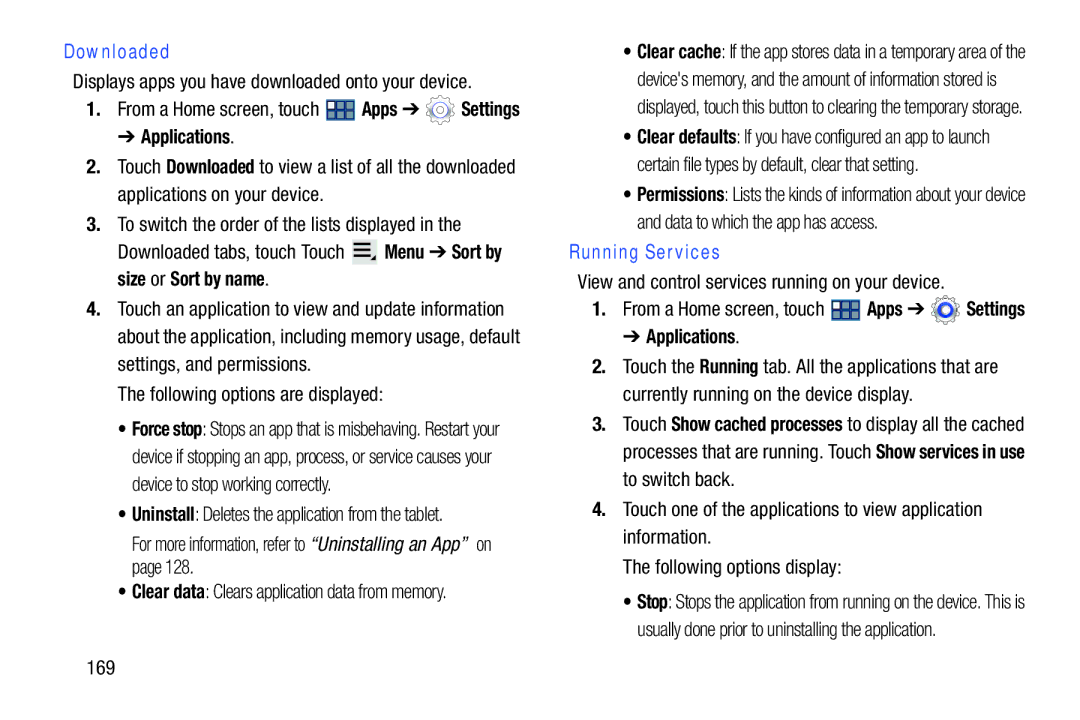 Samsung GT-P3113 user manual Downloaded, Running Services 