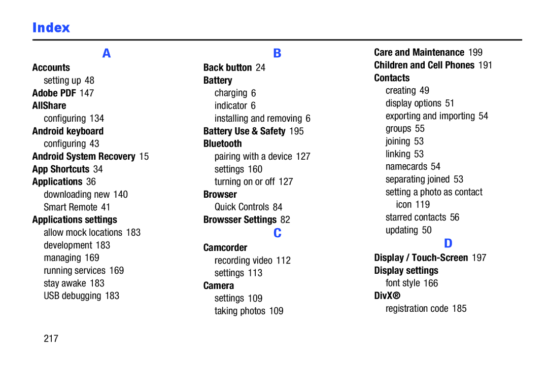 Samsung GT-P3113 user manual Index 