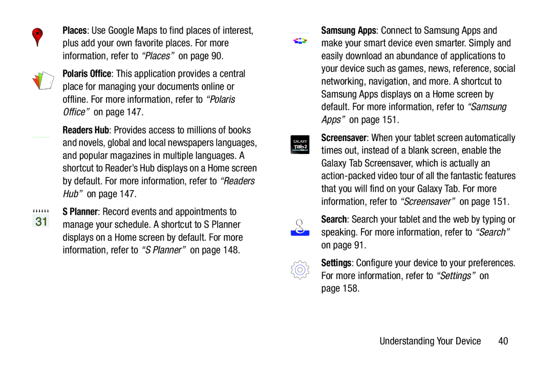 Samsung GT-P3113 user manual Understanding Your Device 