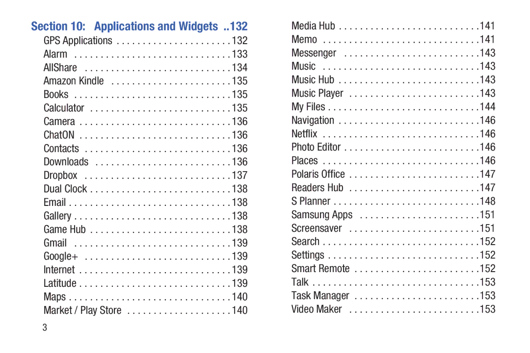 Samsung GT-P3113 user manual Applications and Widgets 