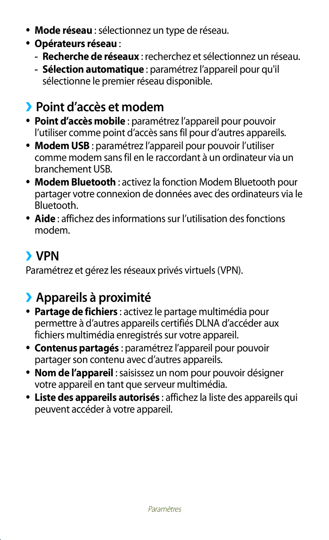 Samsung GT-P5100TSAXEF, GT-P5100TSAFTM, GT-P5100TSEXEF manual ››Point d’accès et modem, ››Appareils à proximité, 128 