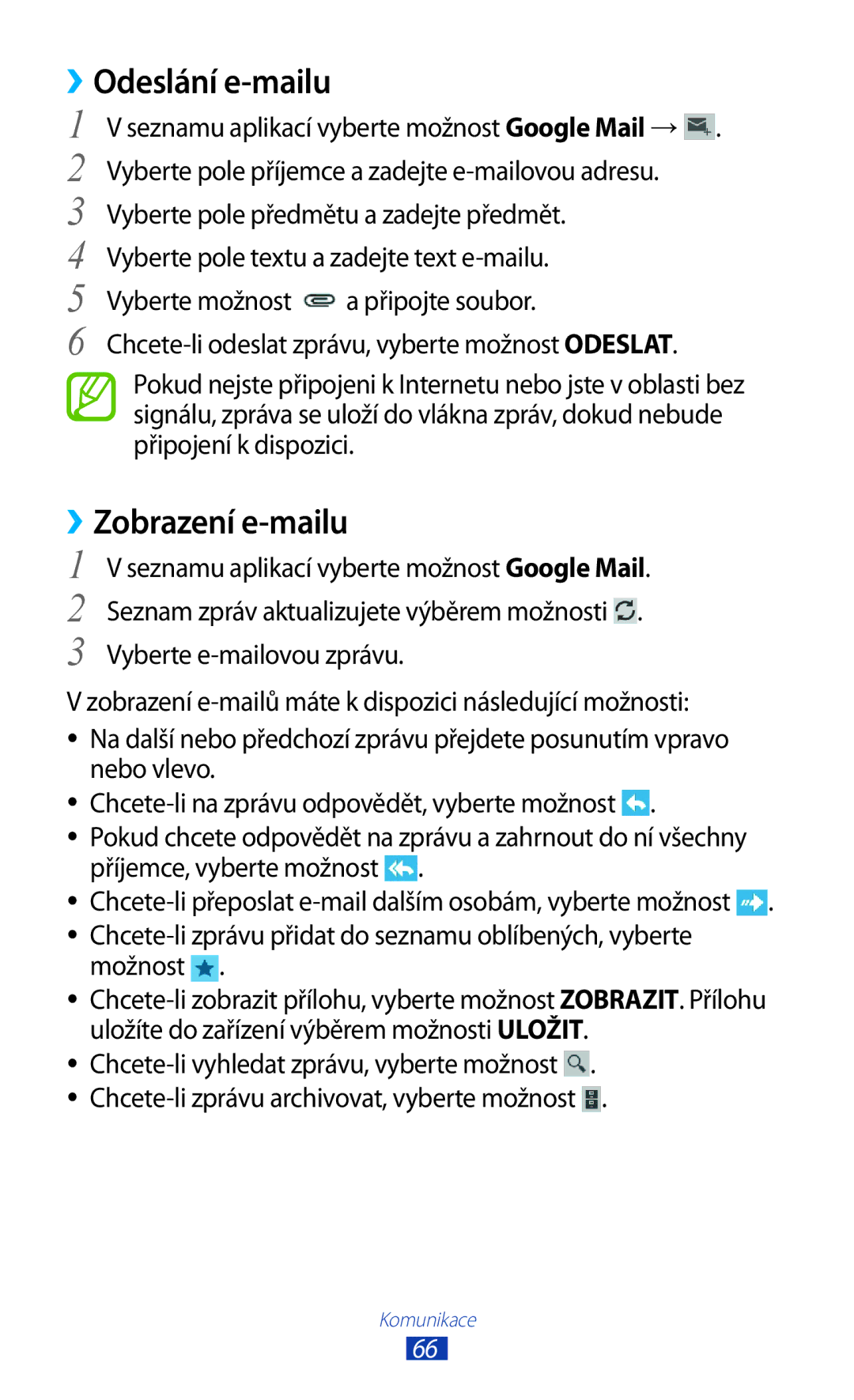 Samsung GT-P5100TSAORS, GT-P5100TSAXEO, GT-P5100TSAATO, GT-P5100ZWABGL, GT-P5100ZWACOA ››Odeslání e-mailu, Zobrazení e-mailu 