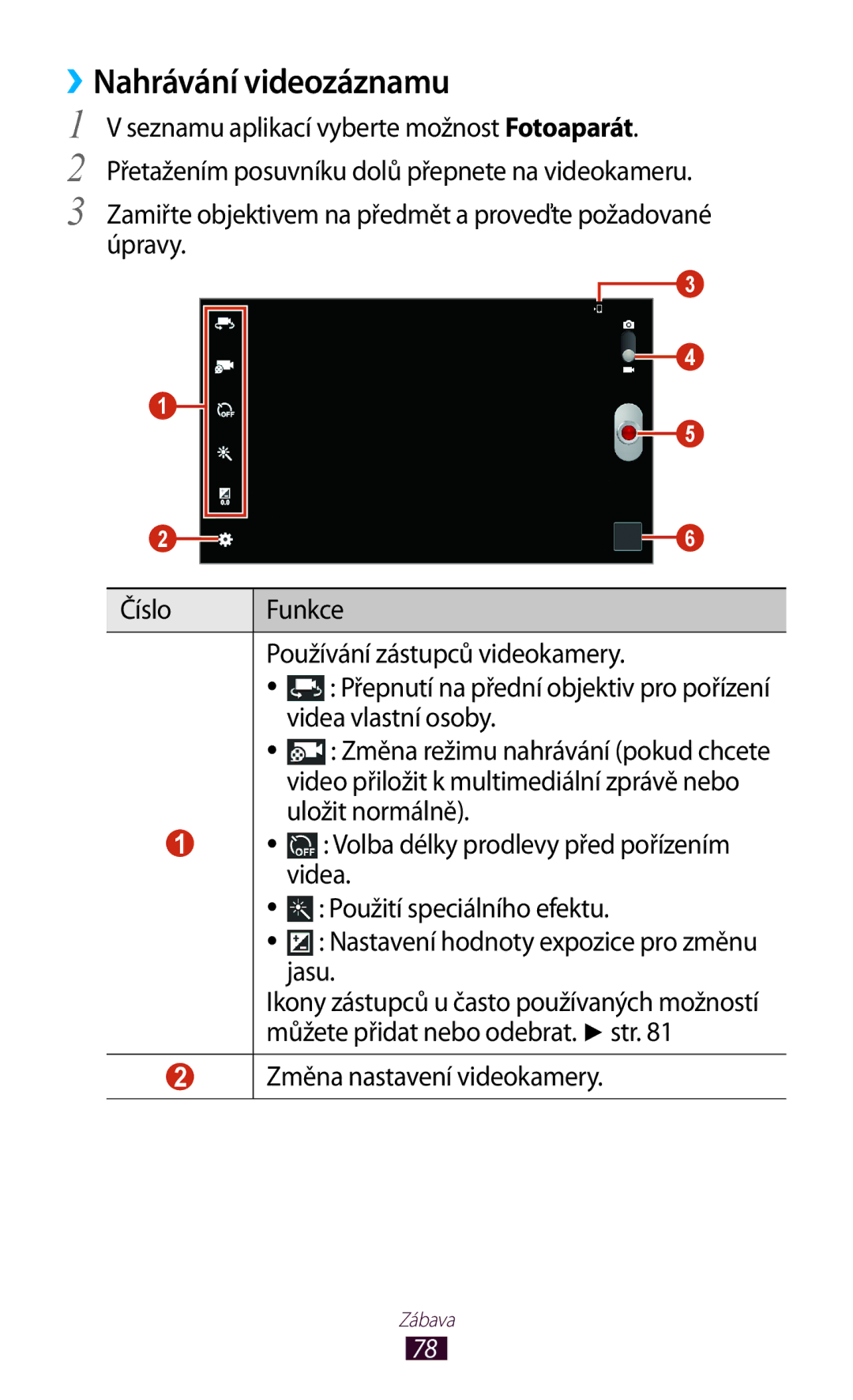 Samsung GT-P5100ZWABGL, GT-P5100TSAXEO manual ››Nahrávání videozáznamu, Videa vlastní osoby, Změna nastavení videokamery 