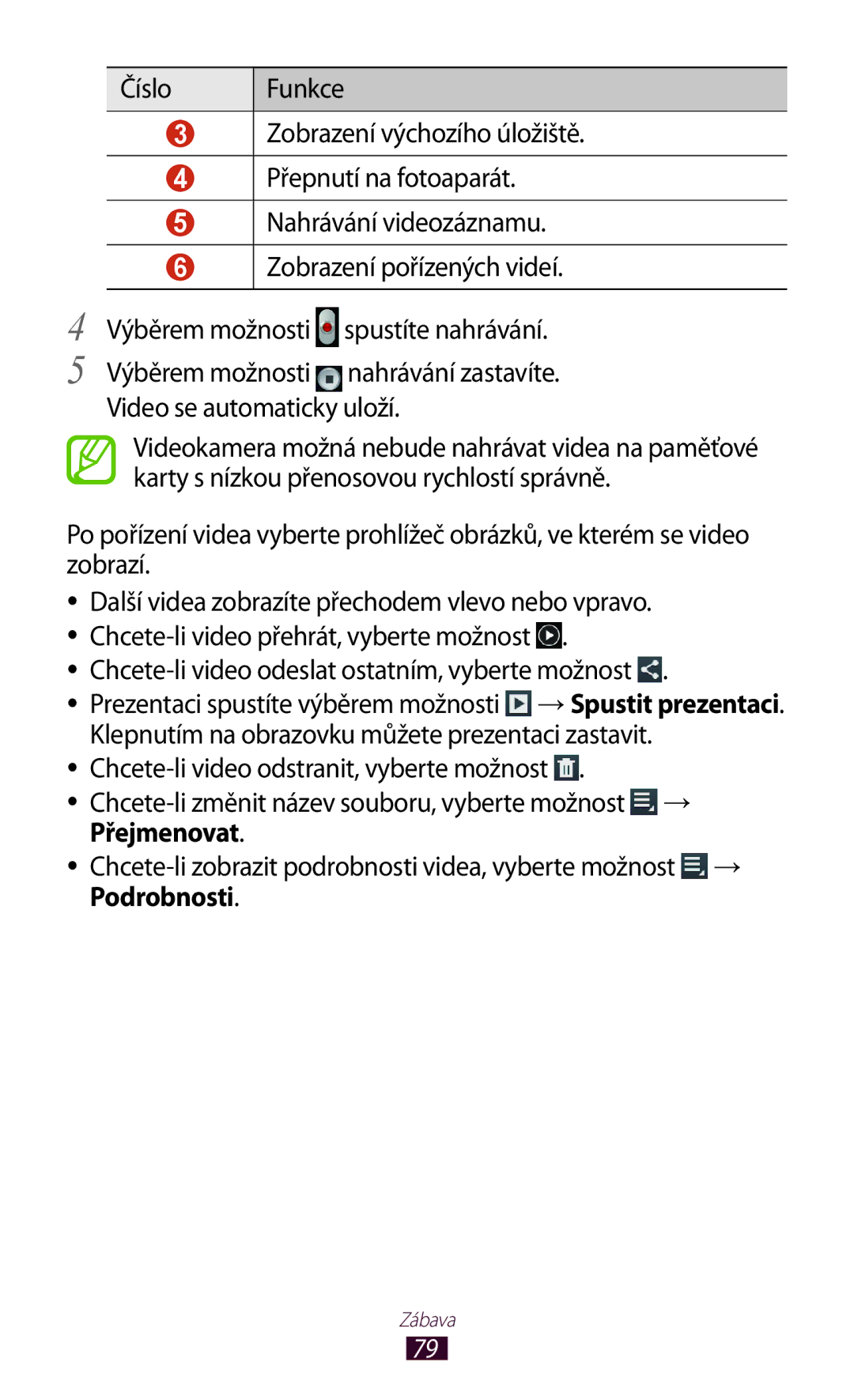 Samsung GT-P5100ZWACOA, GT-P5100TSAXEO, GT-P5100TSAATO, GT-P5100ZWABGL Chcete-li video odeslat ostatním, vyberte možnost 