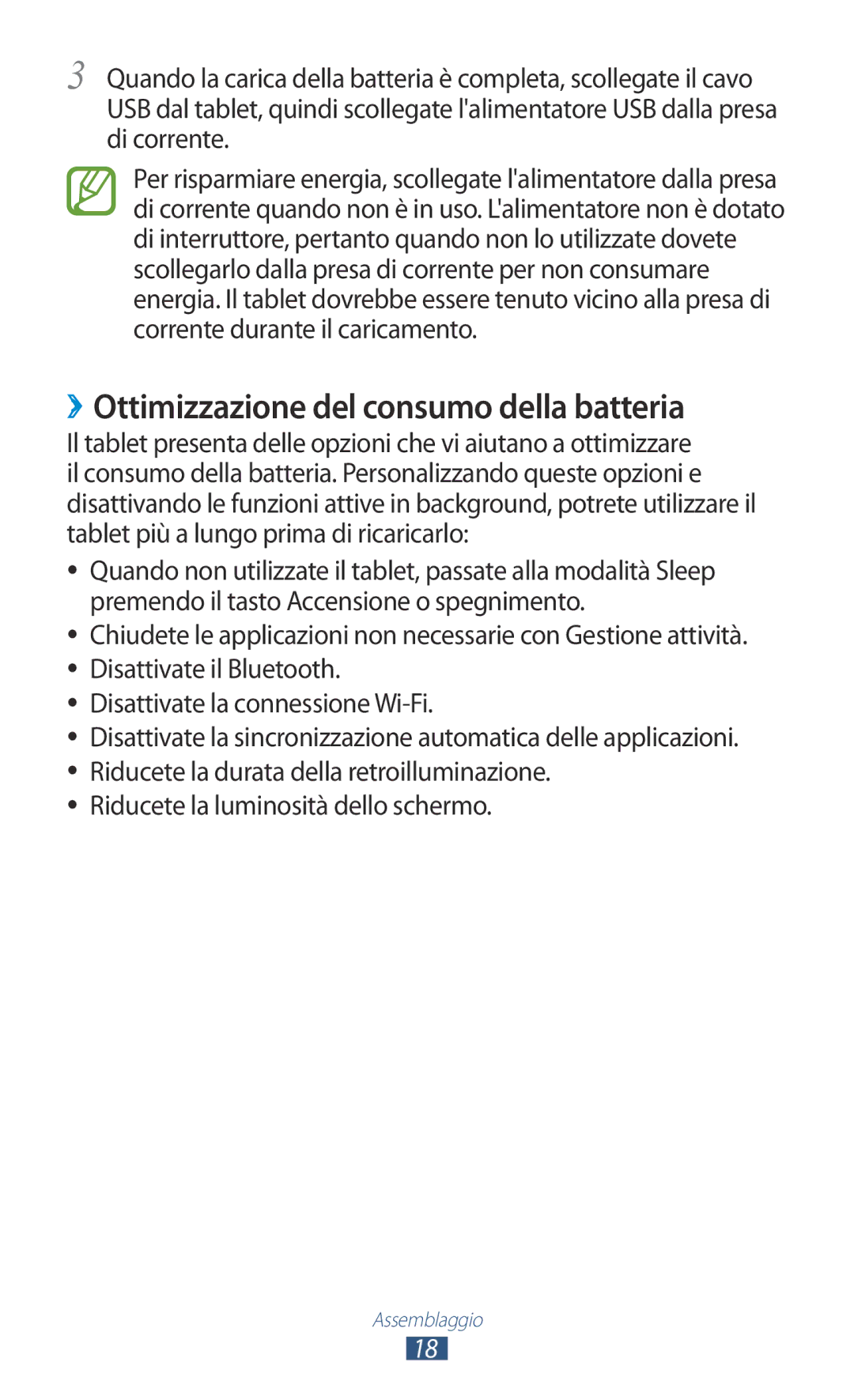 Samsung GT-P5100TSATIM, GT-P5100TSAXEO ››Ottimizzazione del consumo della batteria, Riducete la luminosità dello schermo 