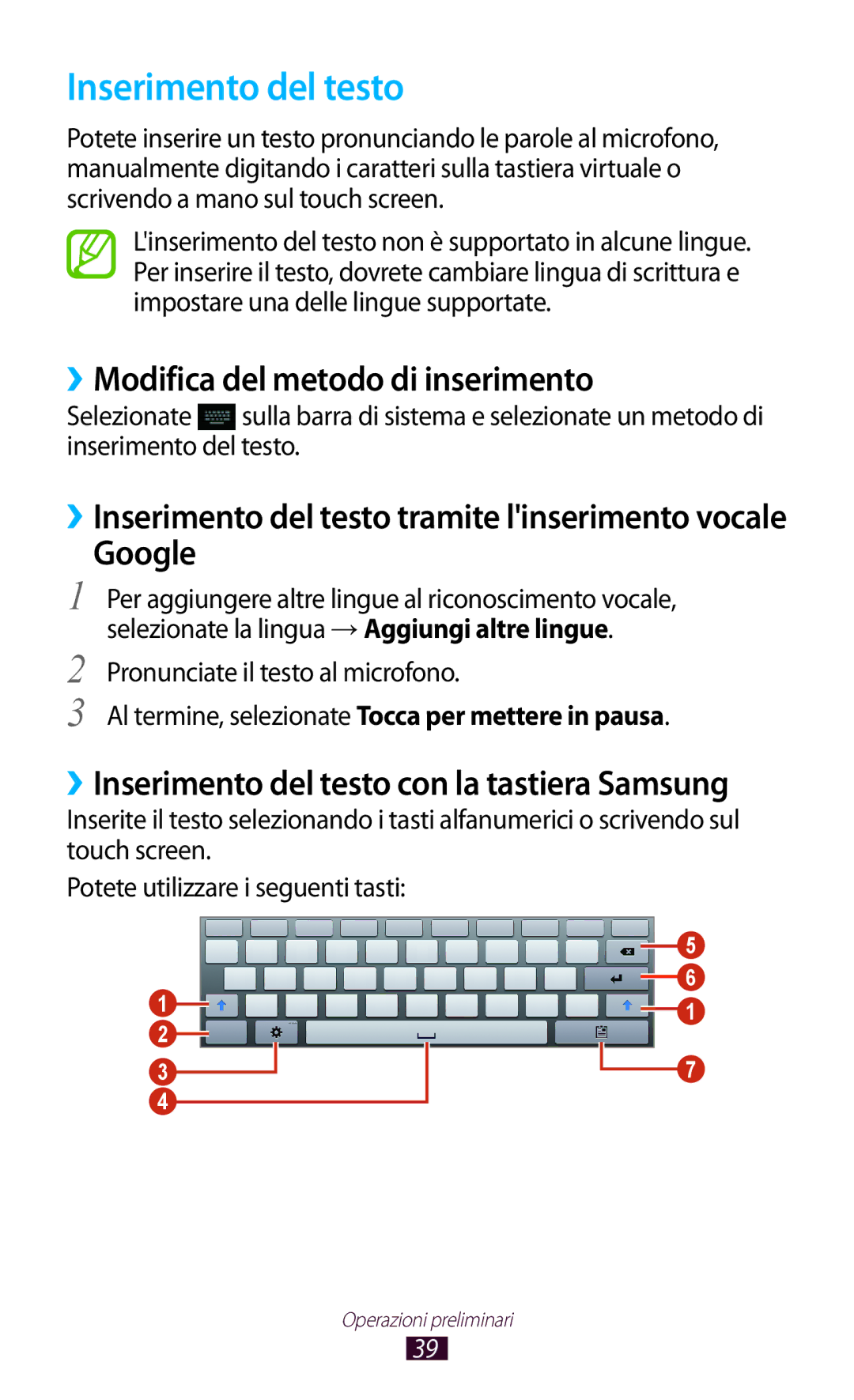 Samsung GT-P5100ZWAWIN, GT-P5100TSAXEO, GT-P5100ZWAITV Inserimento del testo, ››Modifica del metodo di inserimento, Google 