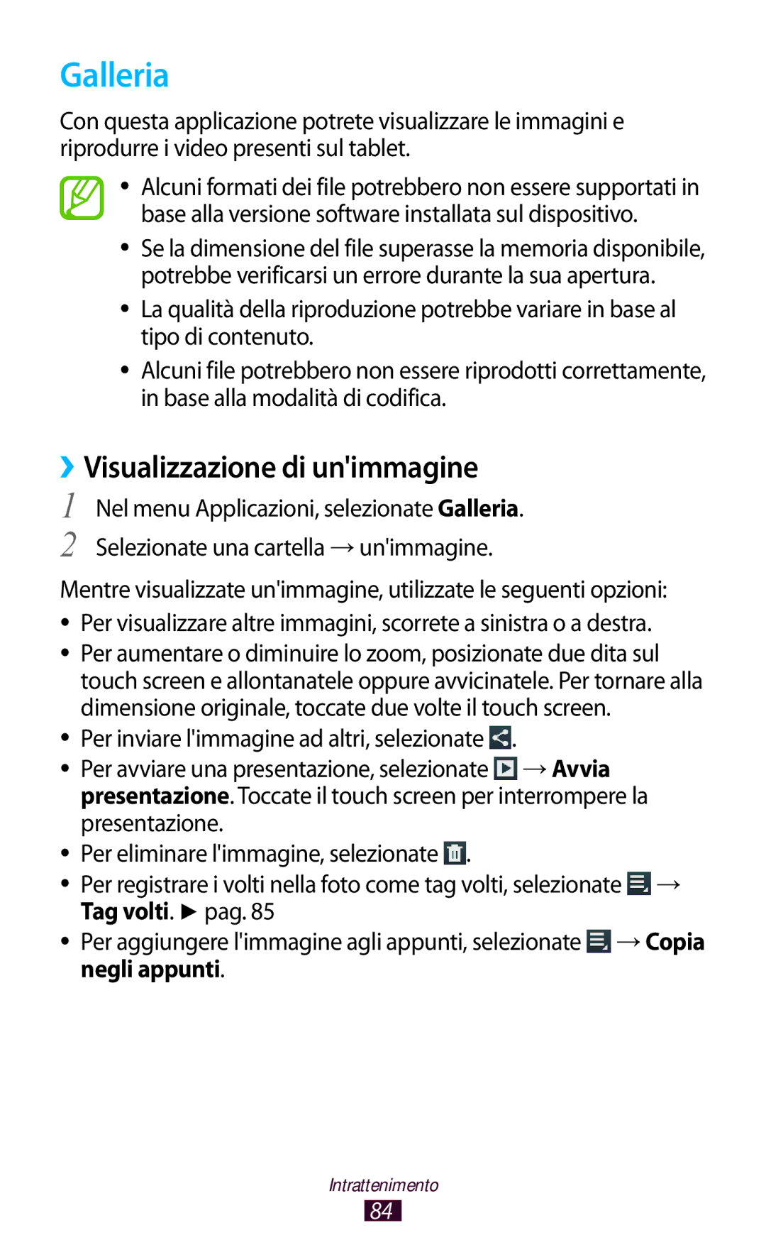 Samsung GT-P5100ZWAITV, GT-P5100TSAXEO, GT-P5100TSAVD2, GT-P5100ZWADBT manual Galleria, ››Visualizzazione di unimmagine 