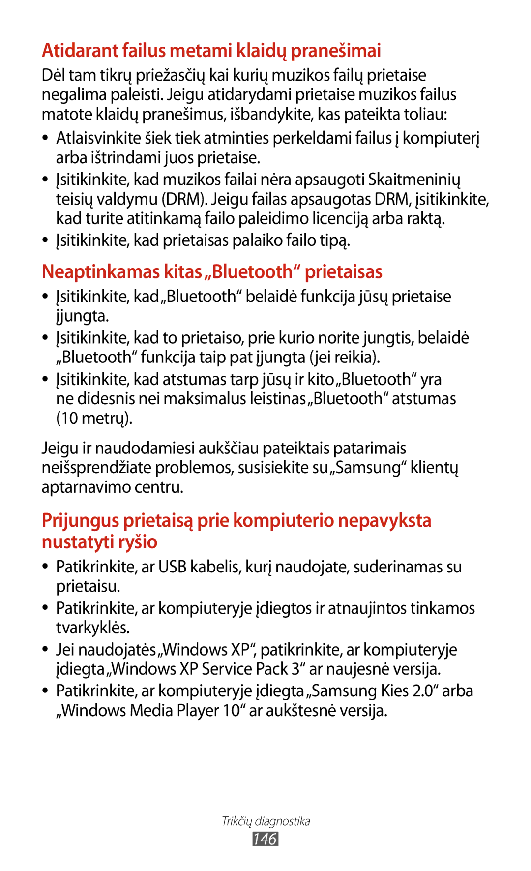 Samsung GT-P5100ZWASEB manual Atidarant failus metami klaidų pranešimai, Įsitikinkite, kad prietaisas palaiko failo tipą 