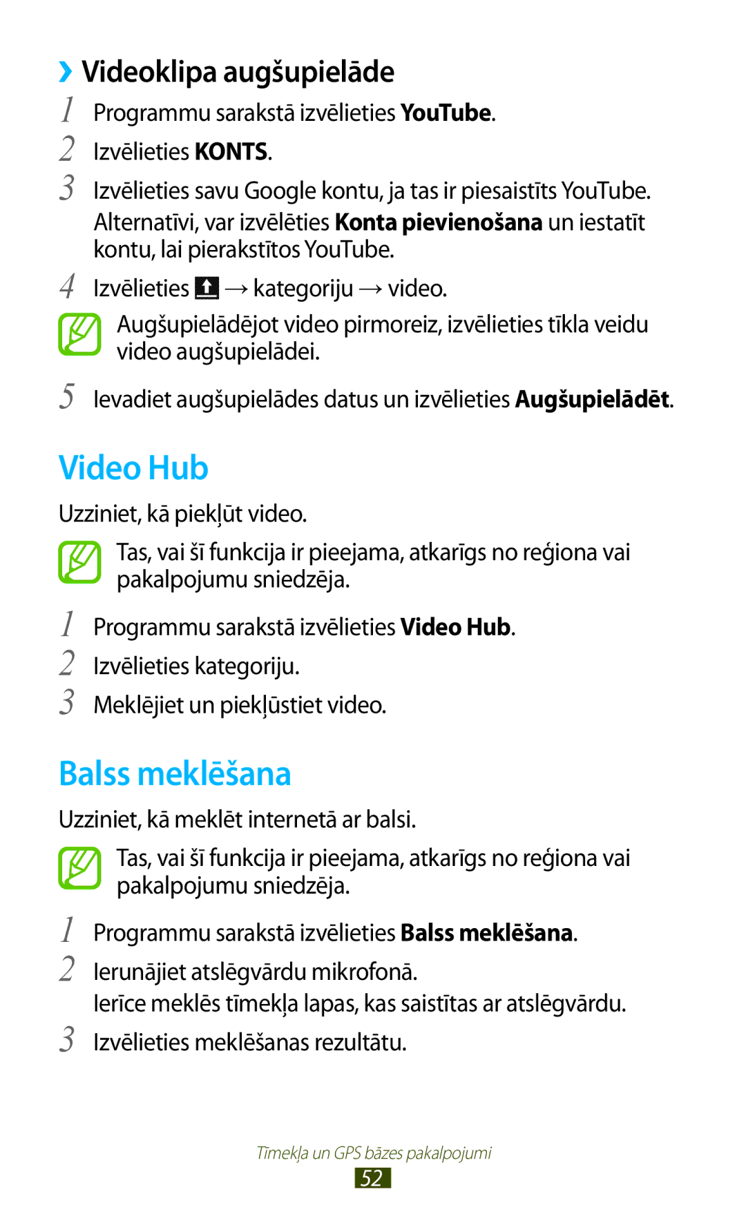 Samsung GT-P5100ZWASEB, GT-P5100TSASEB manual Video Hub, Balss meklēšana, ››Videoklipa augšupielāde 