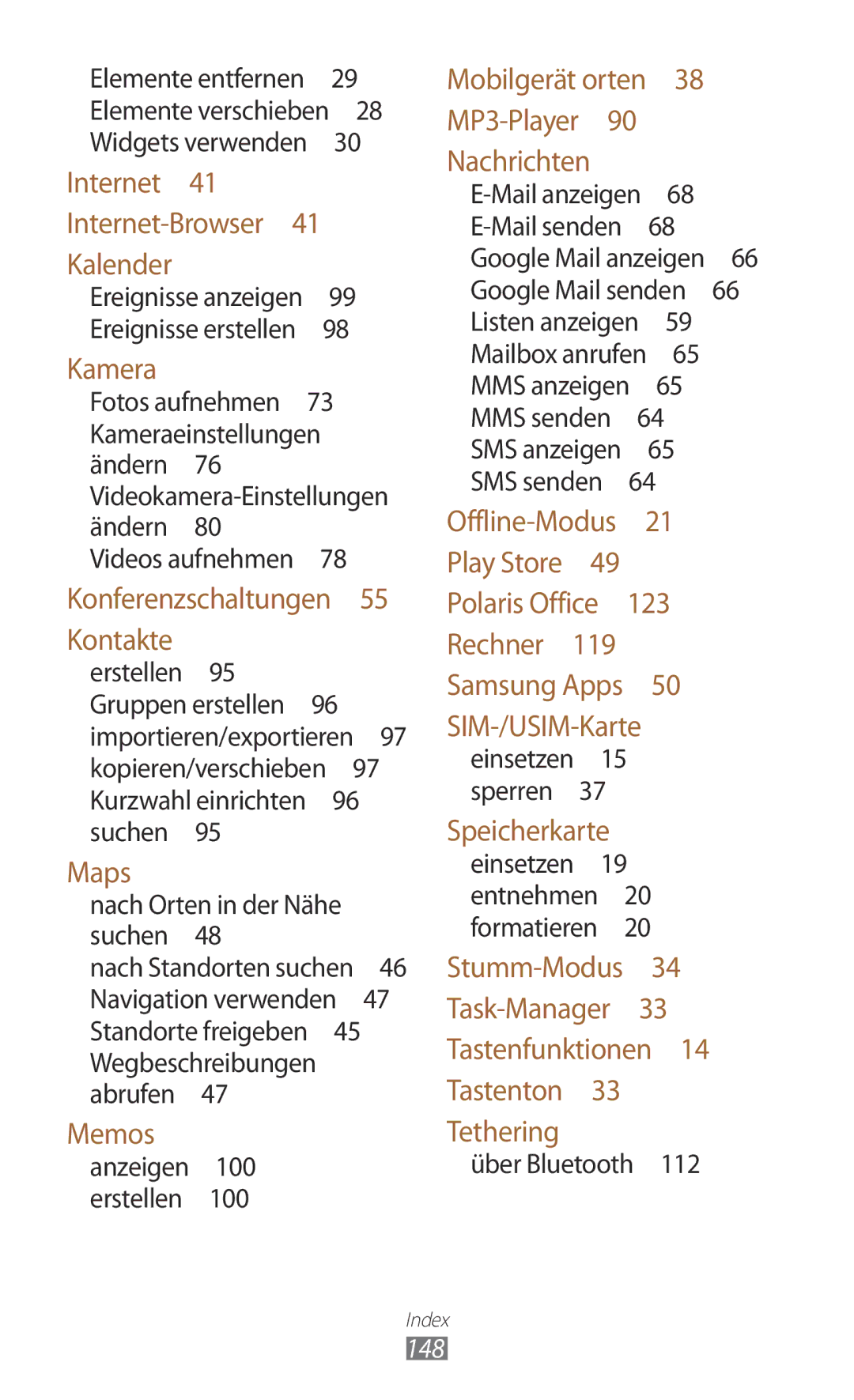 Samsung GT-P5100ZWEAUT 148, Kameraeinstellungen, Videokamera-Einstellungen, Nach Orten in der Nähe, Wegbeschreibungen 