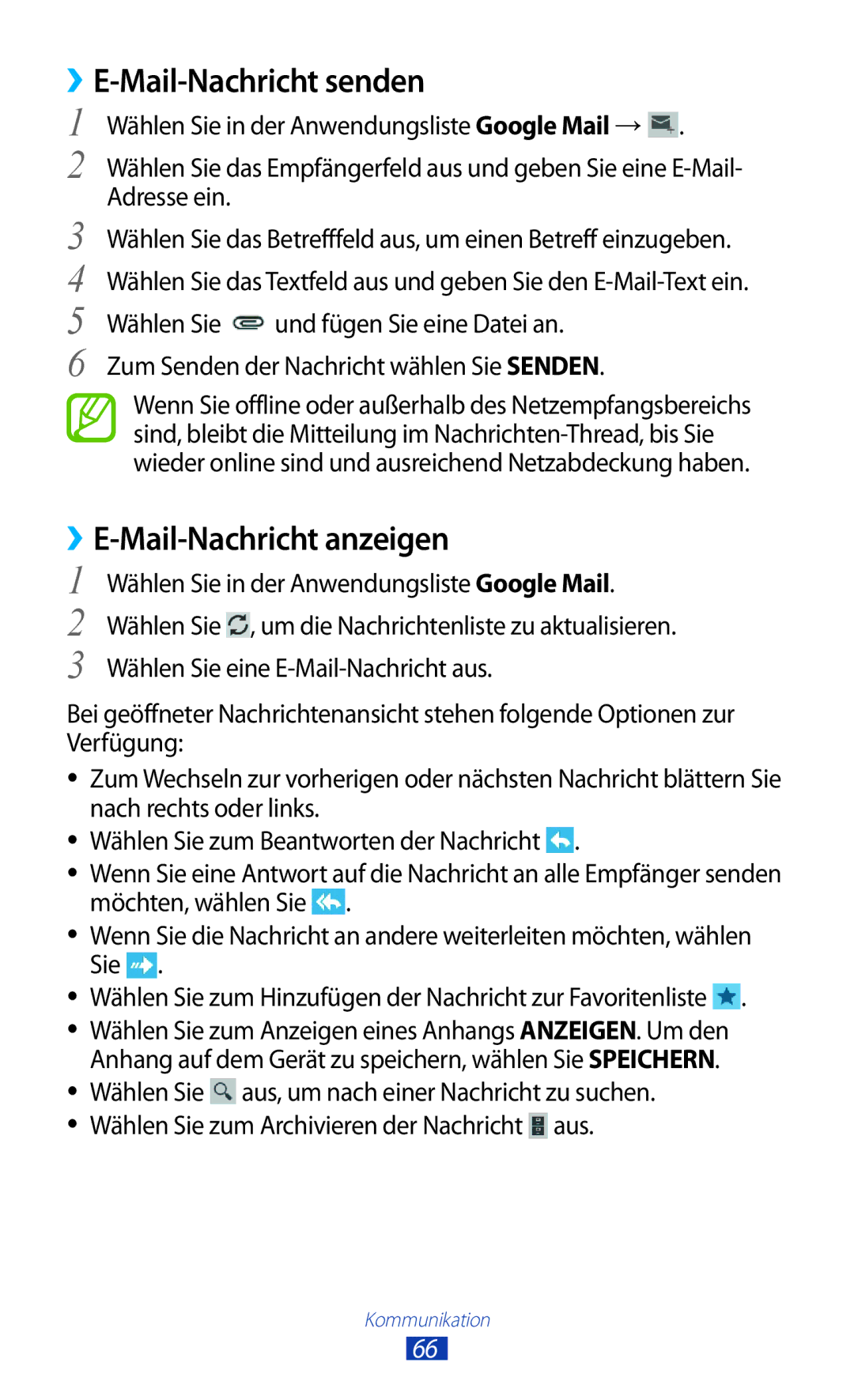 Samsung GT-P5100ZWADBT ››E-Mail-Nachricht senden, Mail-Nachricht anzeigen, Wählen Sie in der Anwendungsliste Google Mail 