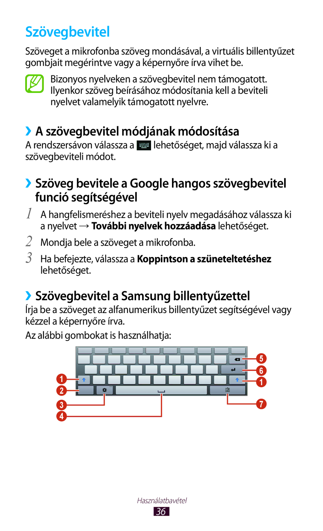 Samsung GT-P5110TSADBT manual ››A szövegbevitel módjának módosítása, ››Szövegbevitel a Samsung billentyűzettel 