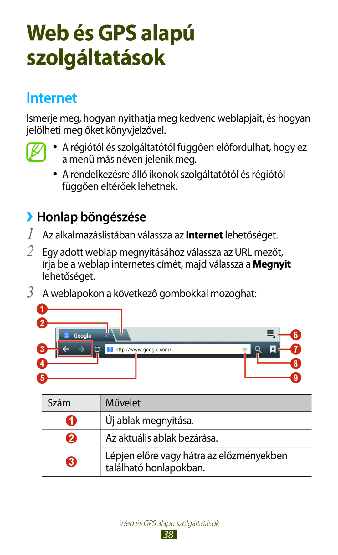 Samsung GT-P5110TSAATO, GT-P5110GRAATO, GT-P5110ZWAATO, GT-P5110TSADBT, GT-P5110ZWADBT manual Internet, ››Honlap böngészése 