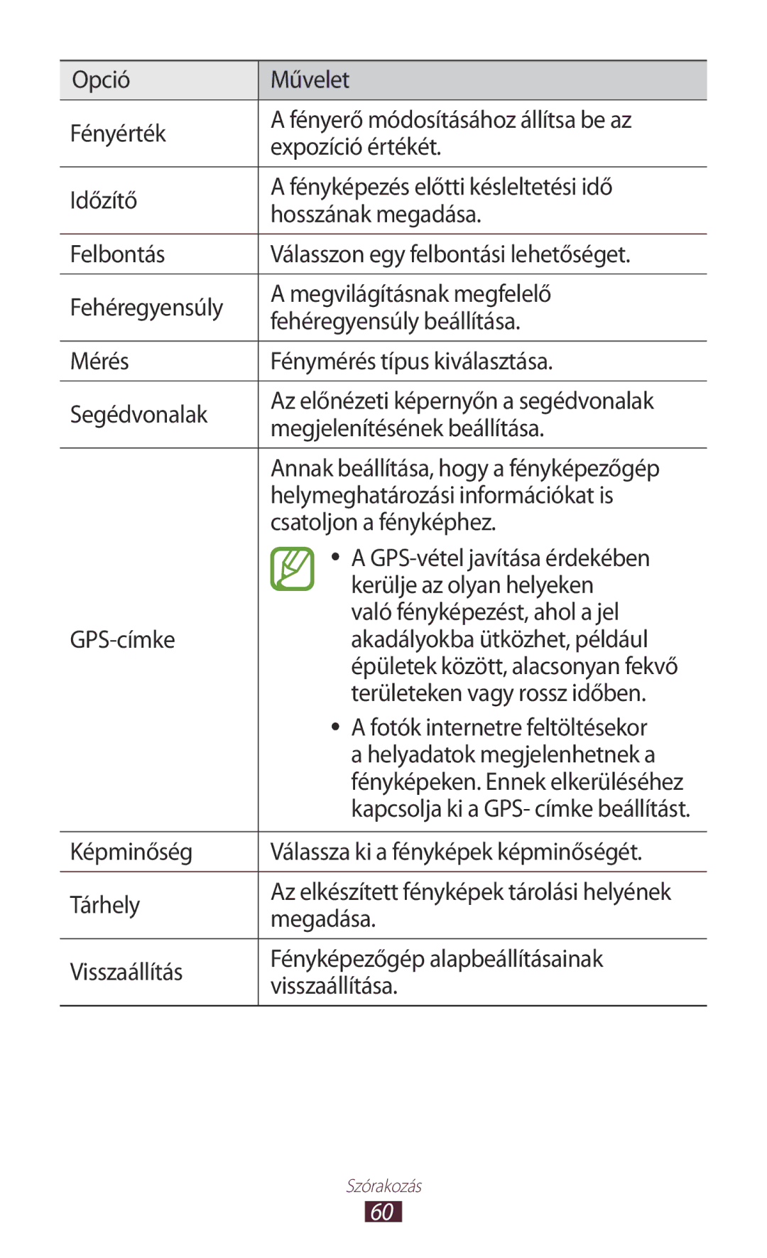 Samsung GT-P5110ZWACOA Helymeghatározási információkat is, Csatoljon a fényképhez, GPS-vétel javítása érdekében, Megadása 