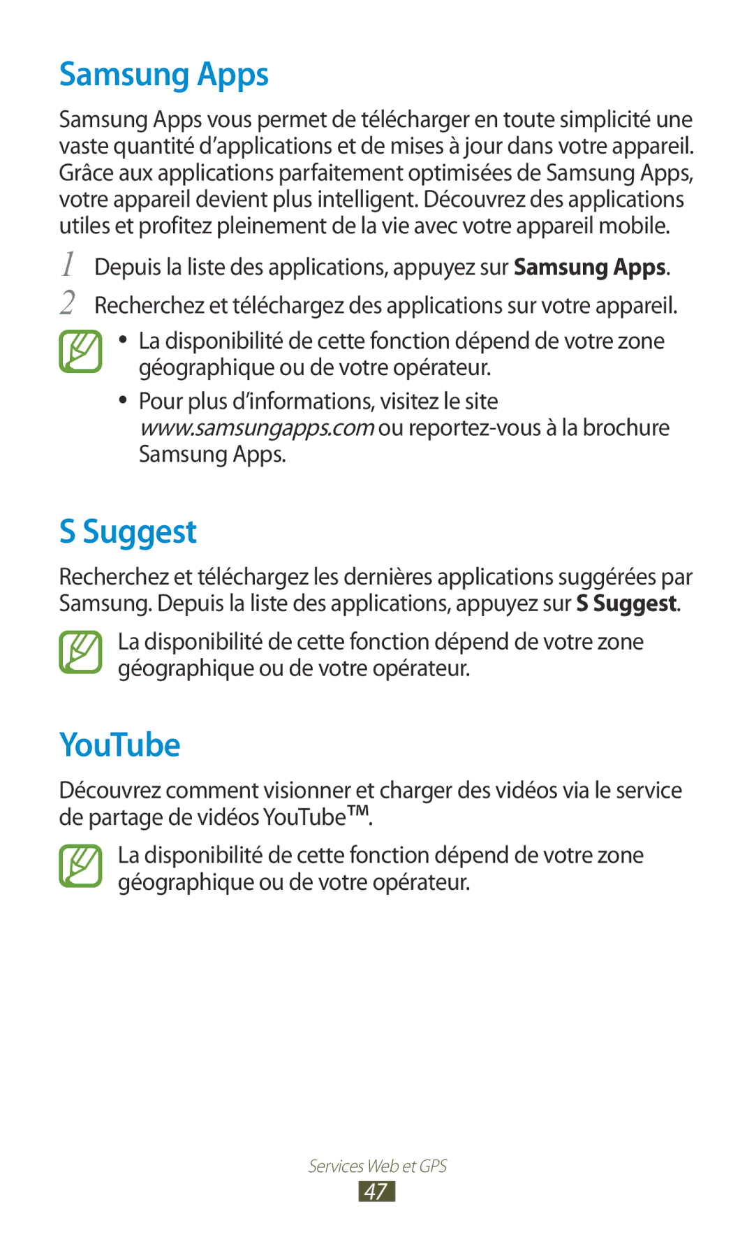 Samsung GT-P5110TSAXEF, GT-P5110TSABOG, GT-P5110ZWEXEF, GT-P5110TSASFR, GT-P5110GRAXEF manual Samsung Apps, Suggest, YouTube 