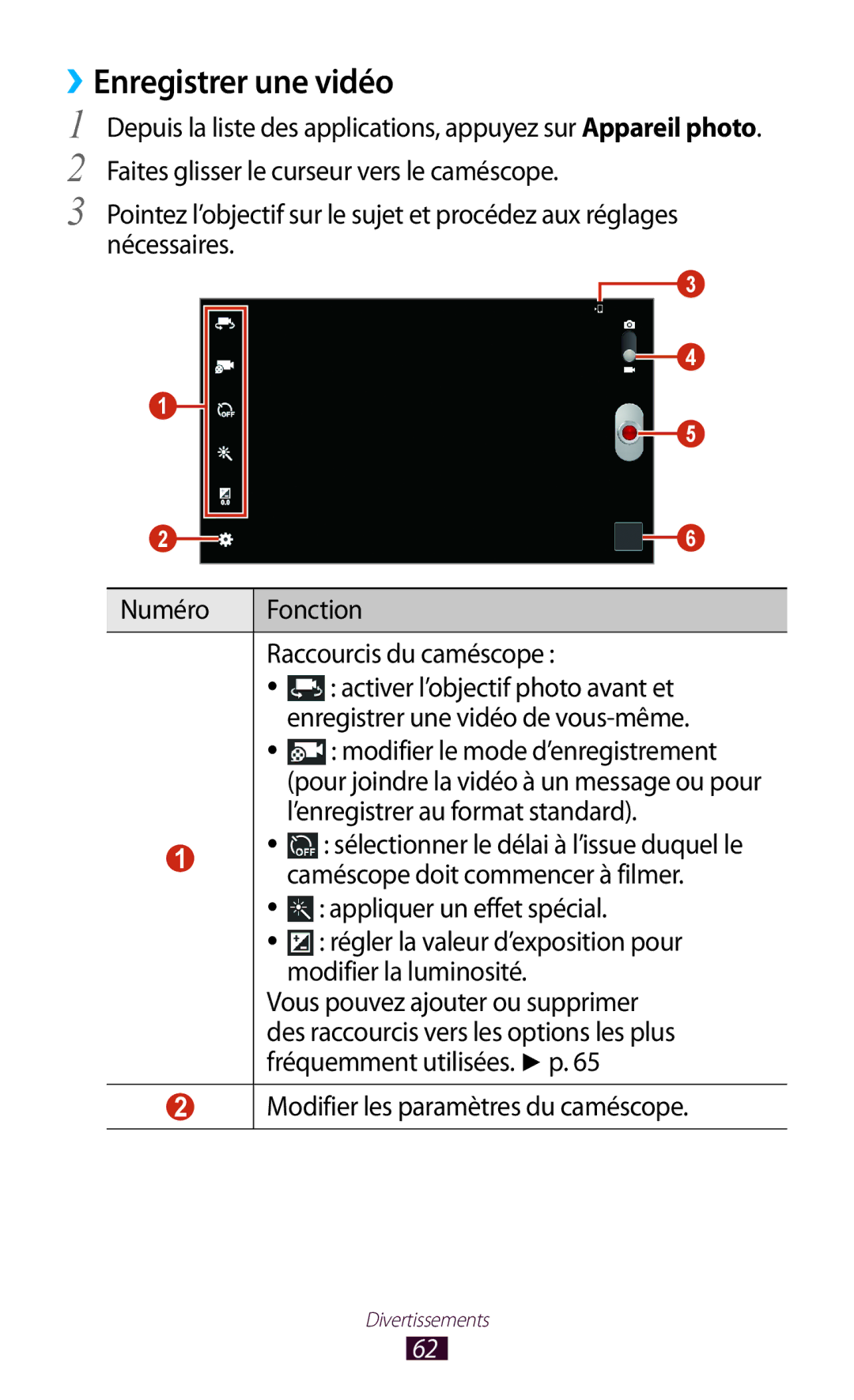 Samsung GT-P5110TSAFTM, GT-P5110TSABOG, GT-P5110ZWEXEF, GT-P5110TSASFR, GT-P5110GRAXEF, GT-P5110ZWAXEF ››Enregistrer une vidéo 