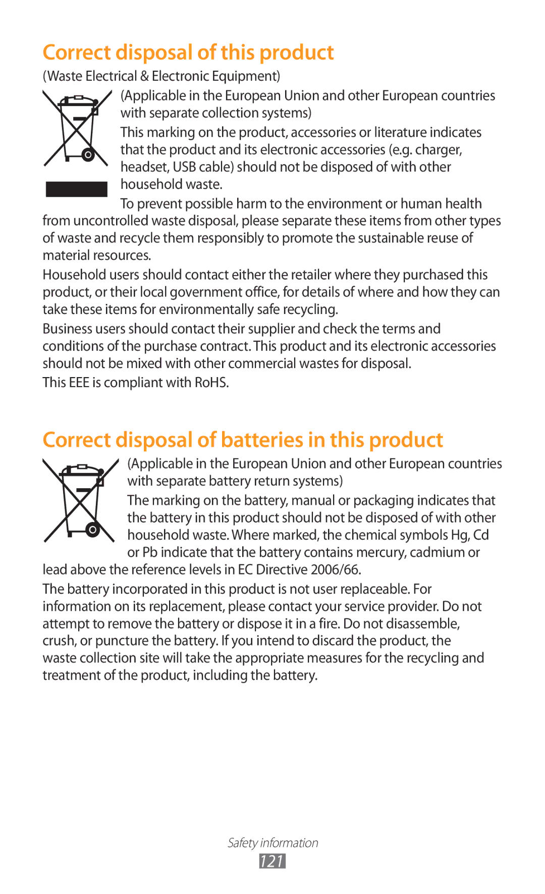 Samsung GT-P5110TSASAC, GT-P5110TSAKSA, GT-P5110ZWAKSA manual Correct disposal of this product 