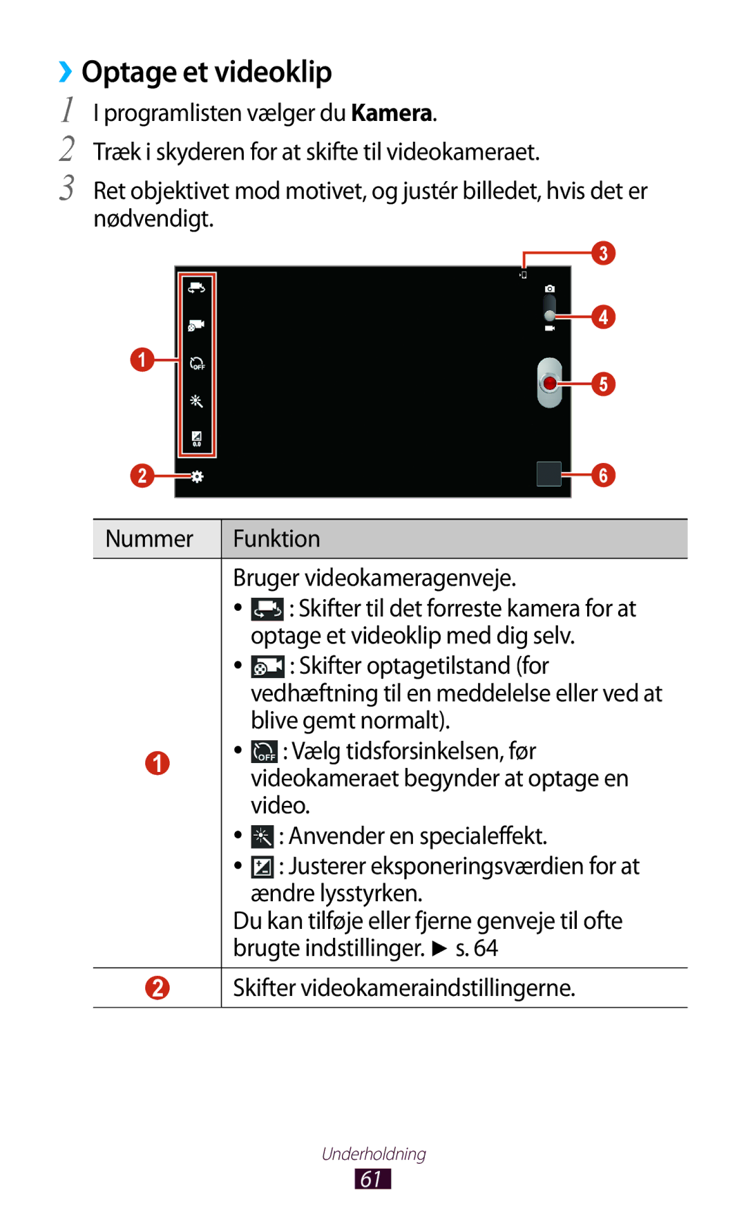 Samsung GT-P5110ZWANEE, GT-P5110TSANEE, GT-P5110GRANEE manual ››Optage et videoklip, Video 