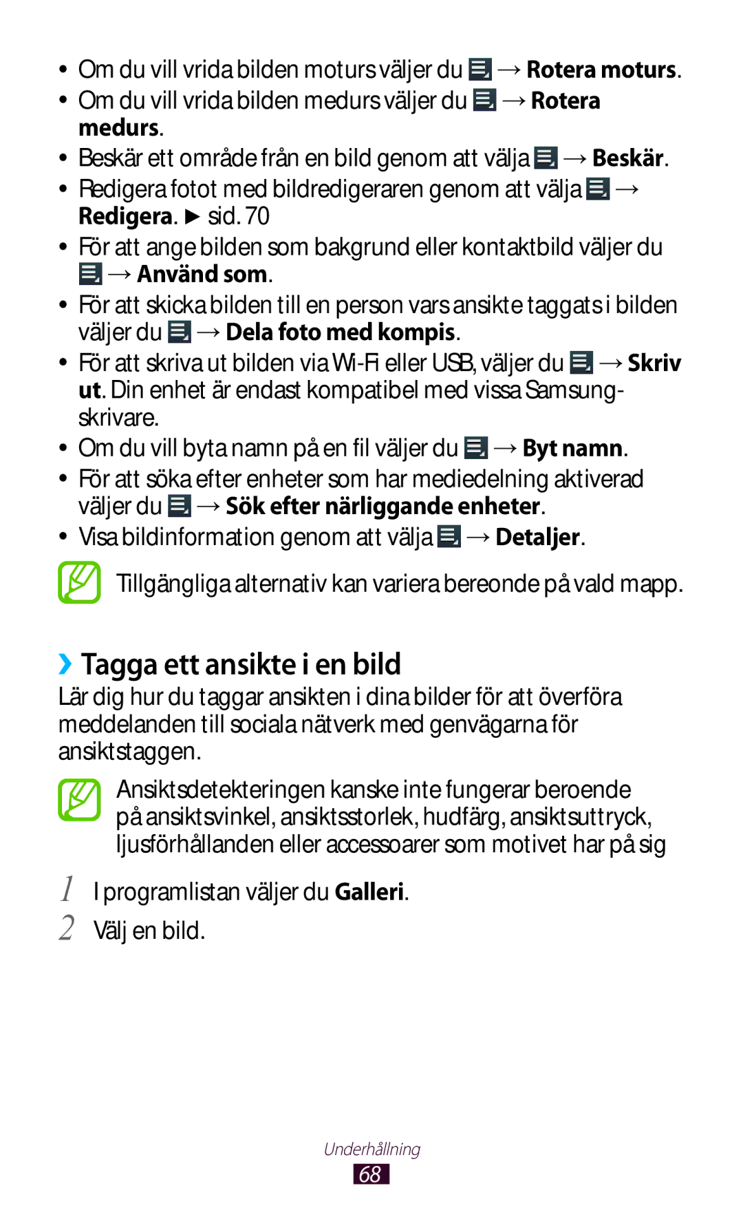 Samsung GT-P5110GRANEE manual ››Tagga ett ansikte i en bild, Medurs, Programlistan väljer du Galleri. Välj en bild 