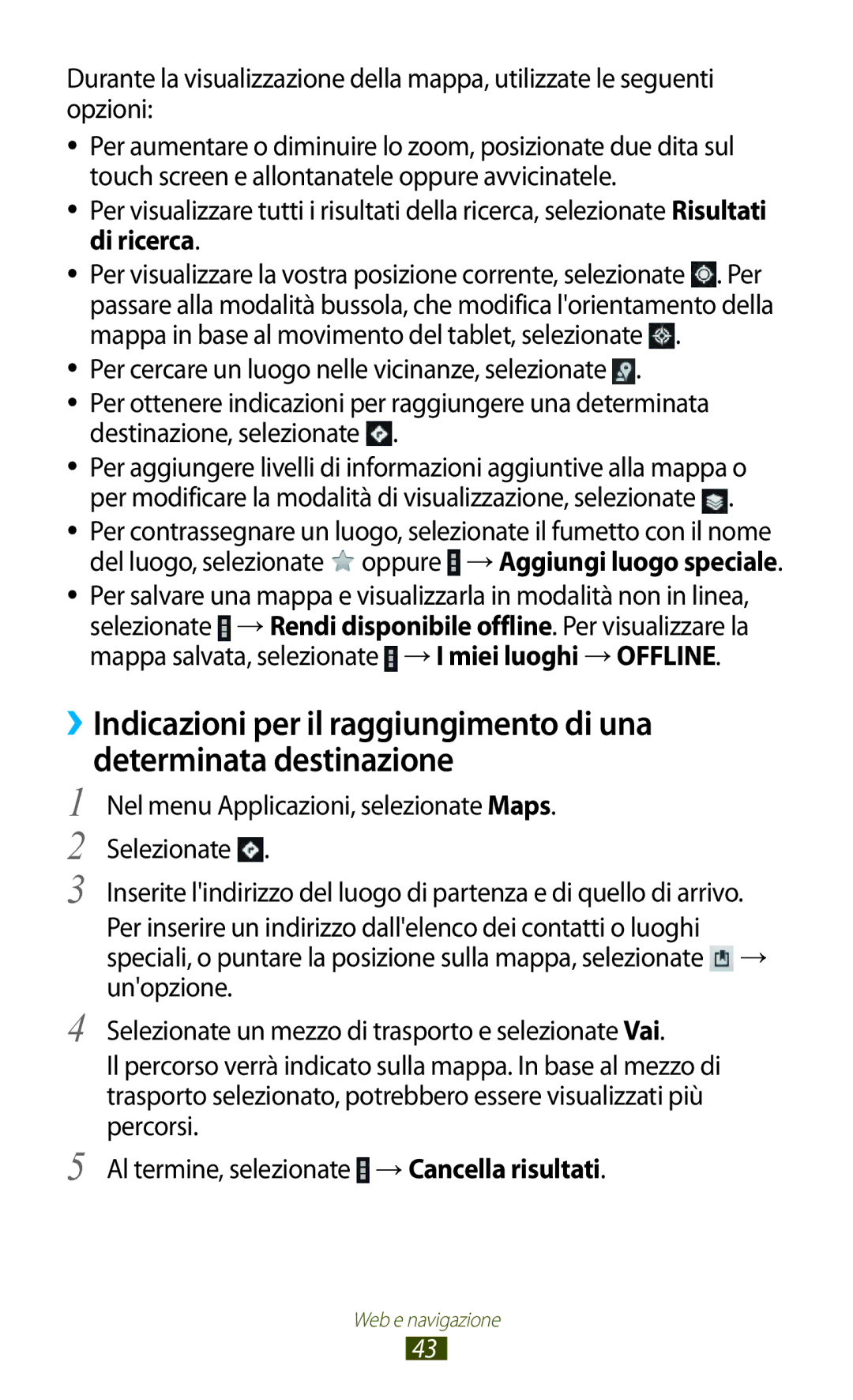 Samsung GT-P5110ZWAXEO, GT-P5110ZWAITV manual Web e navigazione 