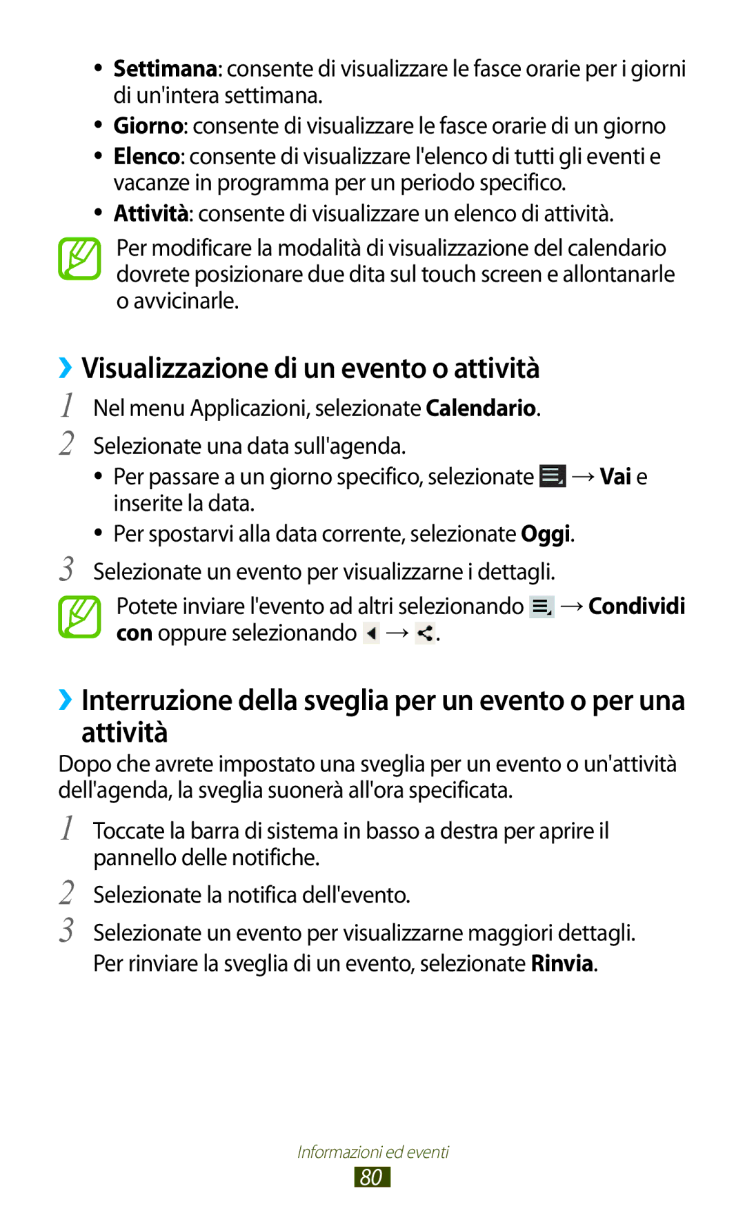 Samsung GT-P5110ZWAITV, GT-P5110ZWAXEO manual ››Visualizzazione di un evento o attività 