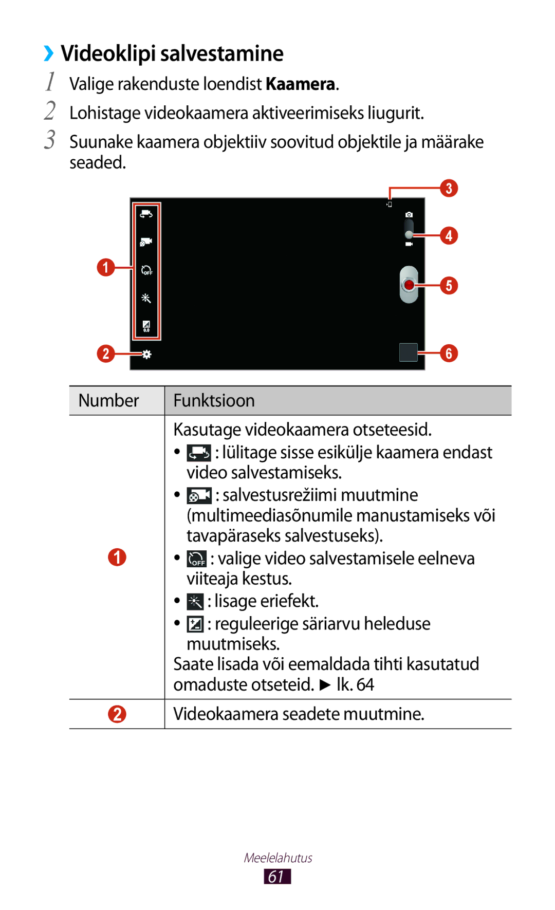 Samsung GT-P5110TSASEB, GT-P5110ZWASEB manual ››Videoklipi salvestamine 