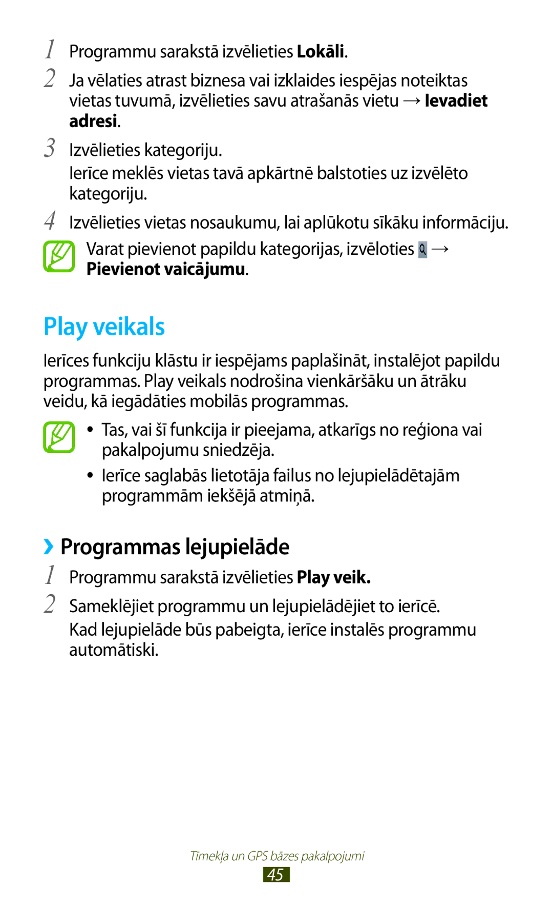 Samsung GT-P5110TSASEB, GT-P5110ZWASEB manual Play veikals, ››Programmas lejupielāde 