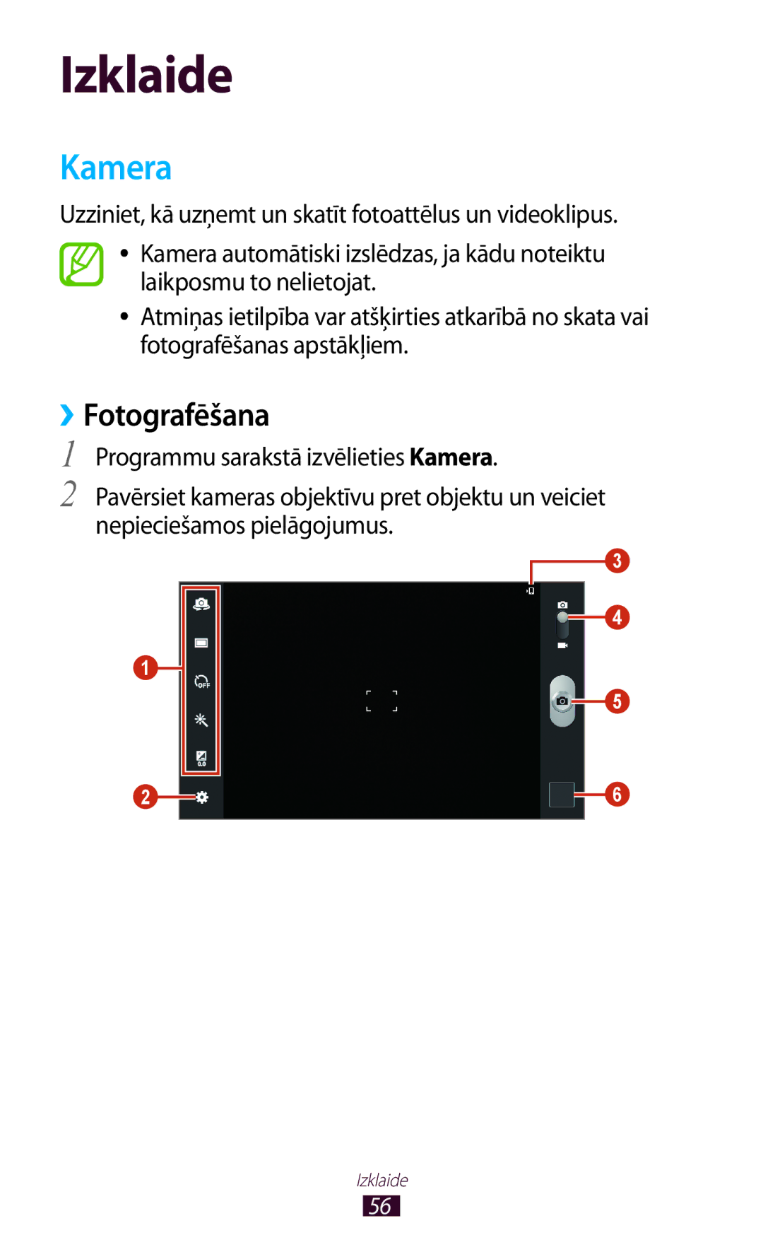 Samsung GT-P5110ZWASEB, GT-P5110TSASEB manual Kamera, ››Fotografēšana 