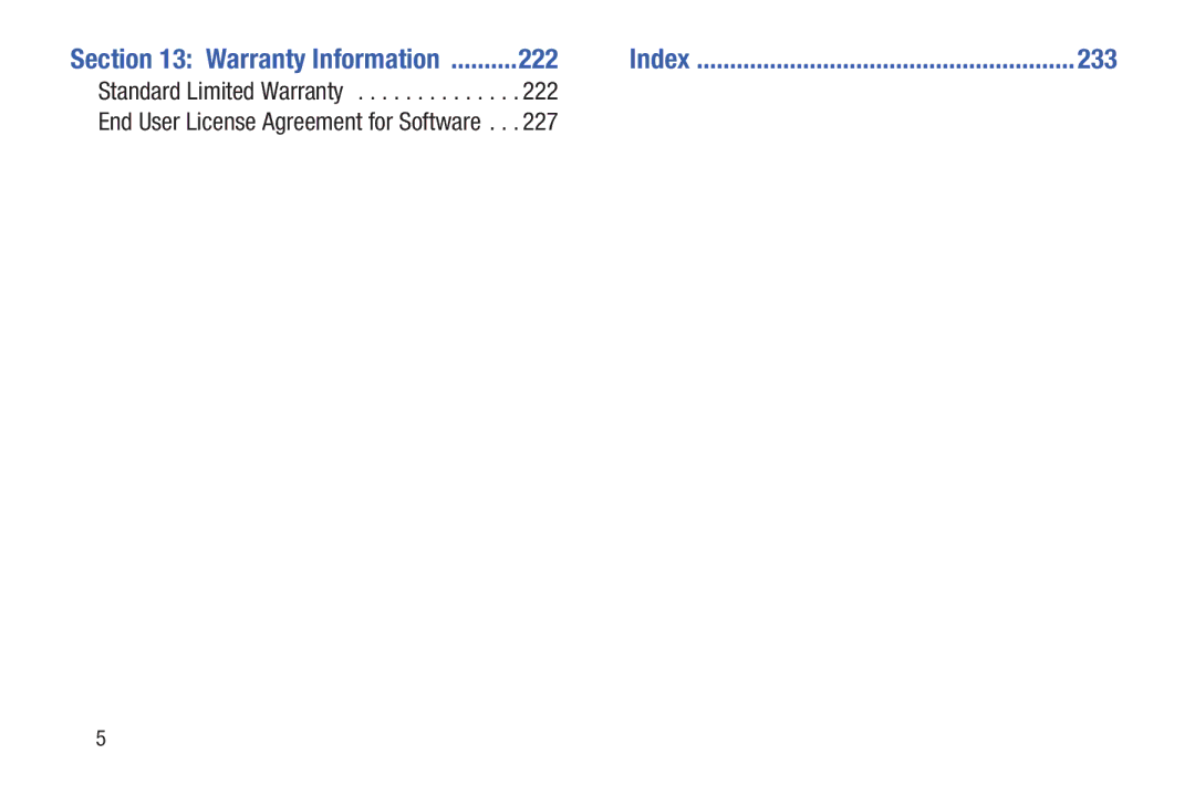 Samsung GT-P5113ZWYXAR user manual Warranty Information 222, 233 