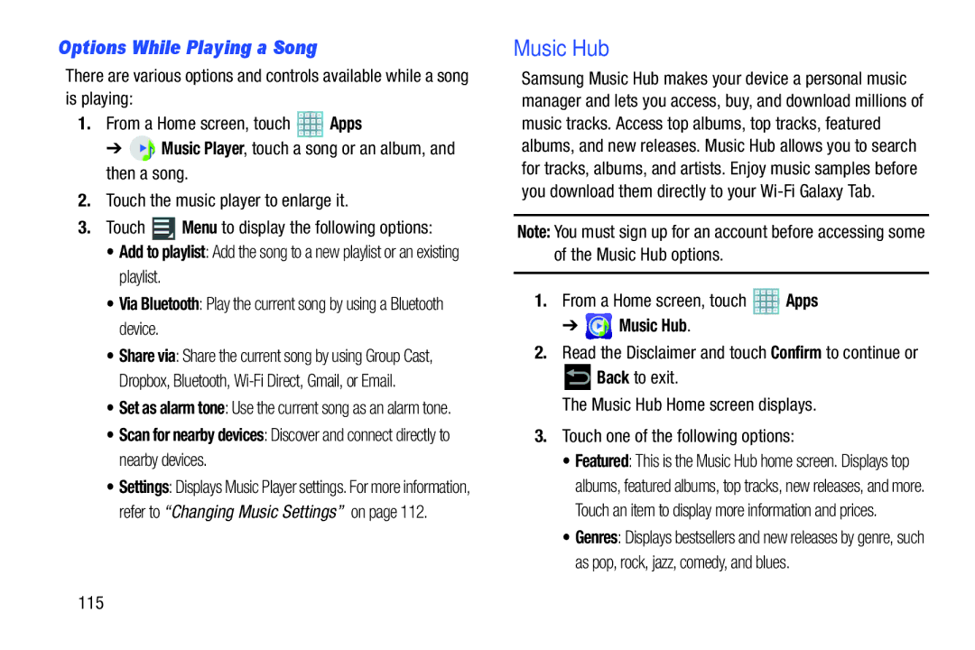 Samsung GT-P5113ZWYXAR user manual Music Hub, Read the Disclaimer and touch Confirm to continue or 