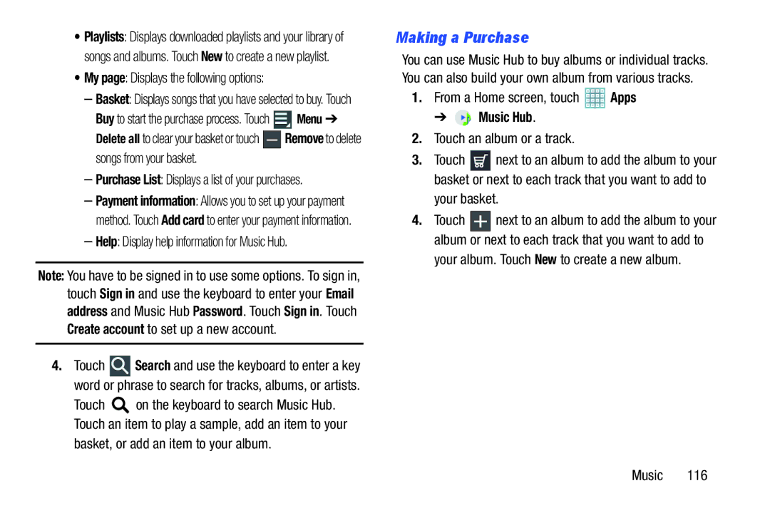 Samsung GT-P5113ZWYXAR user manual Making a Purchase 