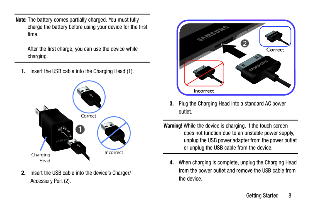 Samsung GT-P5113ZWYXAR user manual Correct, Head 