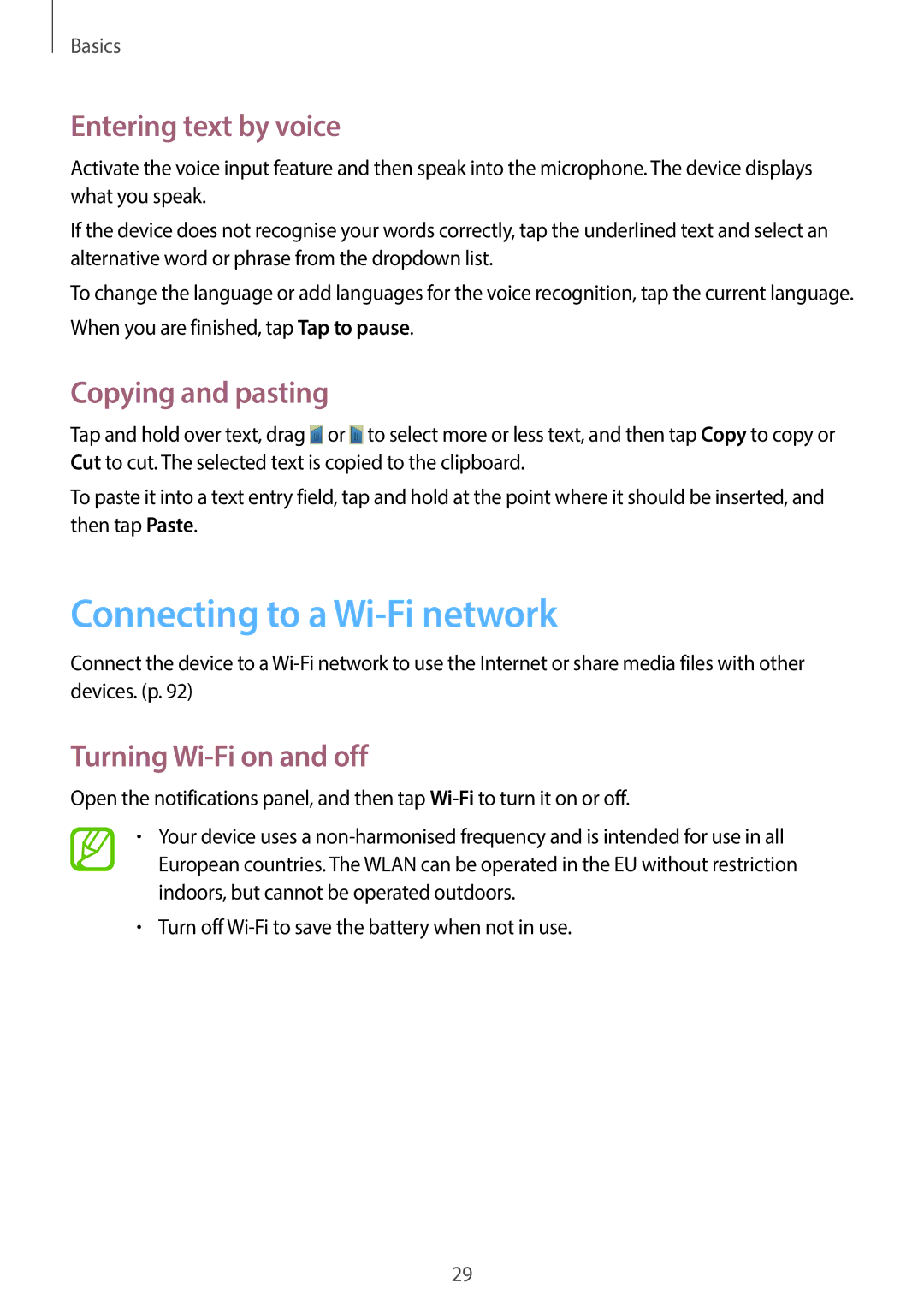 Samsung GT-P5200GRATHR, GT-P5200MKADBT manual Connecting to a Wi-Fi network, Entering text by voice, Copying and pasting 