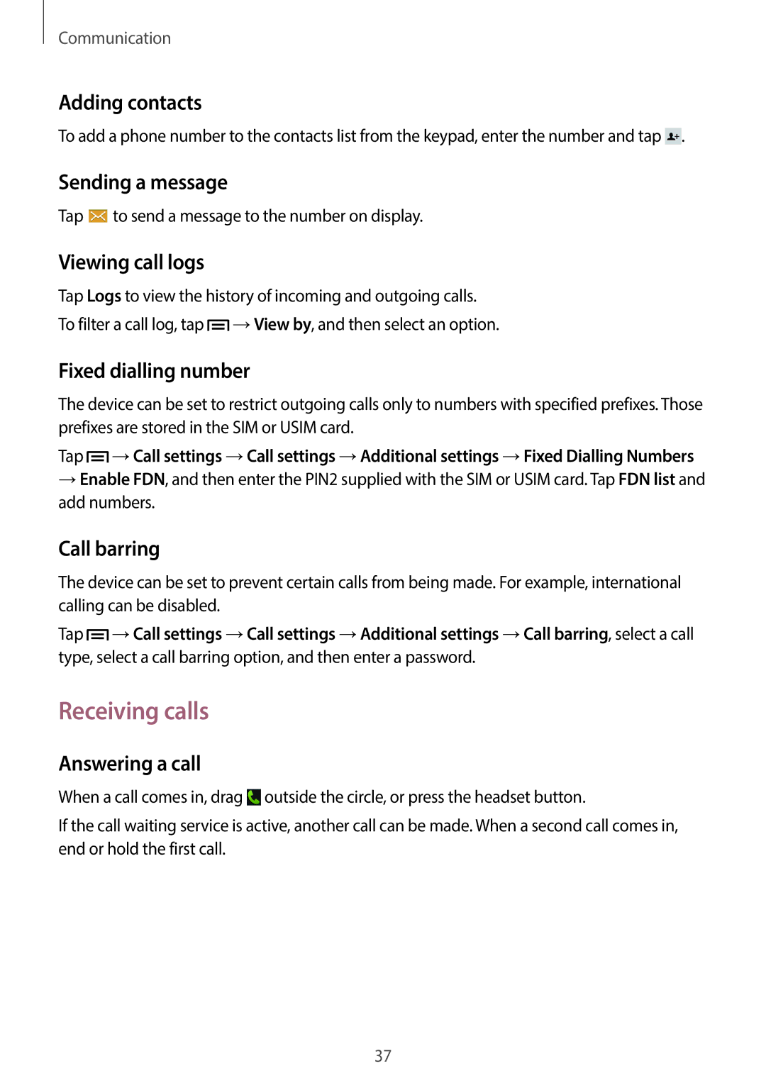 Samsung GT-P5200ZWABGL, GT-P5200MKADBT, GT-P5200ZWATPH, GT-P5200ZWAEUR, GT-P5200GNADBT, GT-P5200ZWAXEO manual Receiving calls 