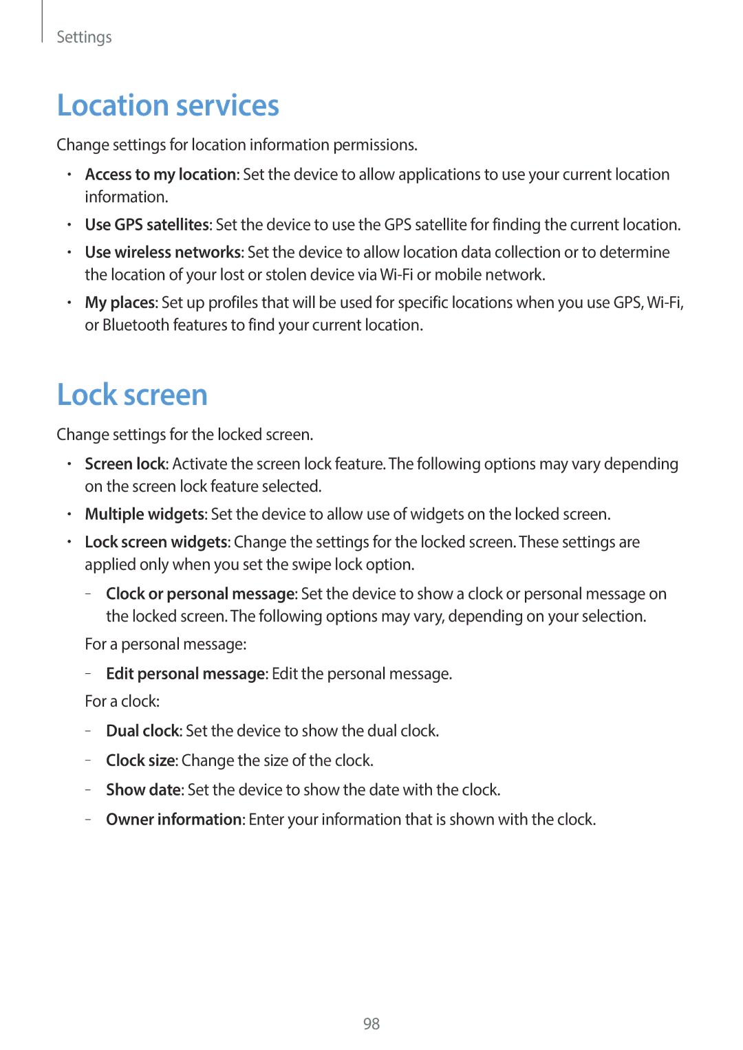 Samsung GT-P5200GNASAC, GT-P5200MKADBT, GT-P5200ZWATPH, GT-P5200ZWAEUR, GT-P5200GNADBT manual Location services, Lock screen 