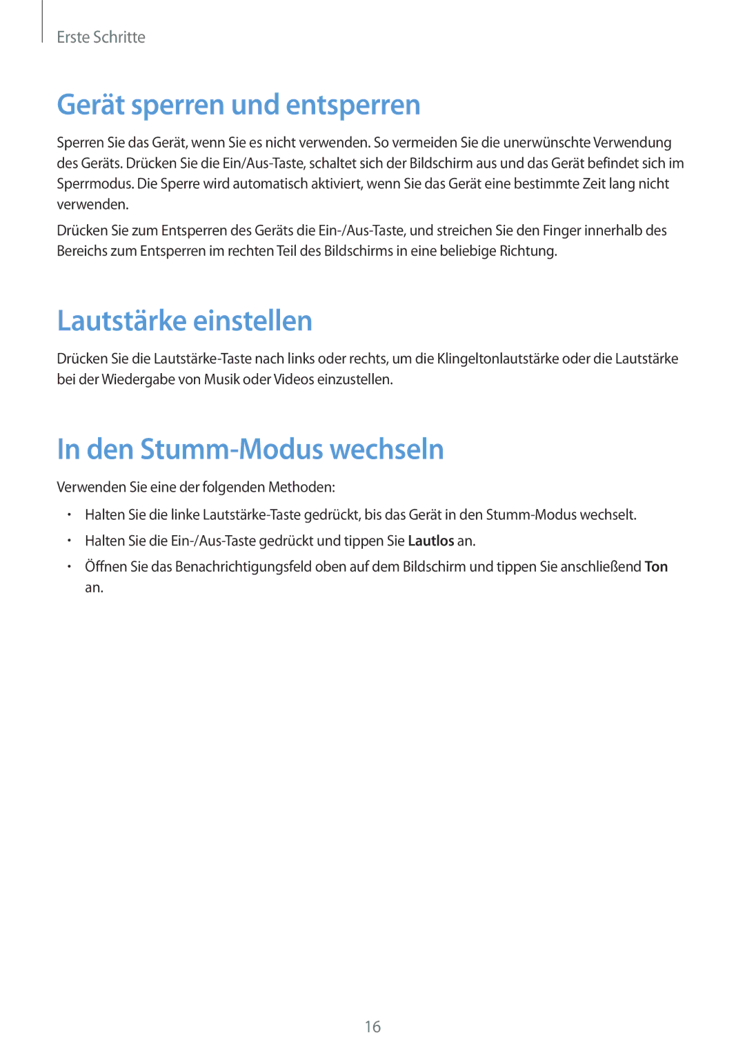 Samsung GT-P5200ZWADBT, GT-P5200MKADBT manual Gerät sperren und entsperren, Lautstärke einstellen, Den Stumm-Modus wechseln 