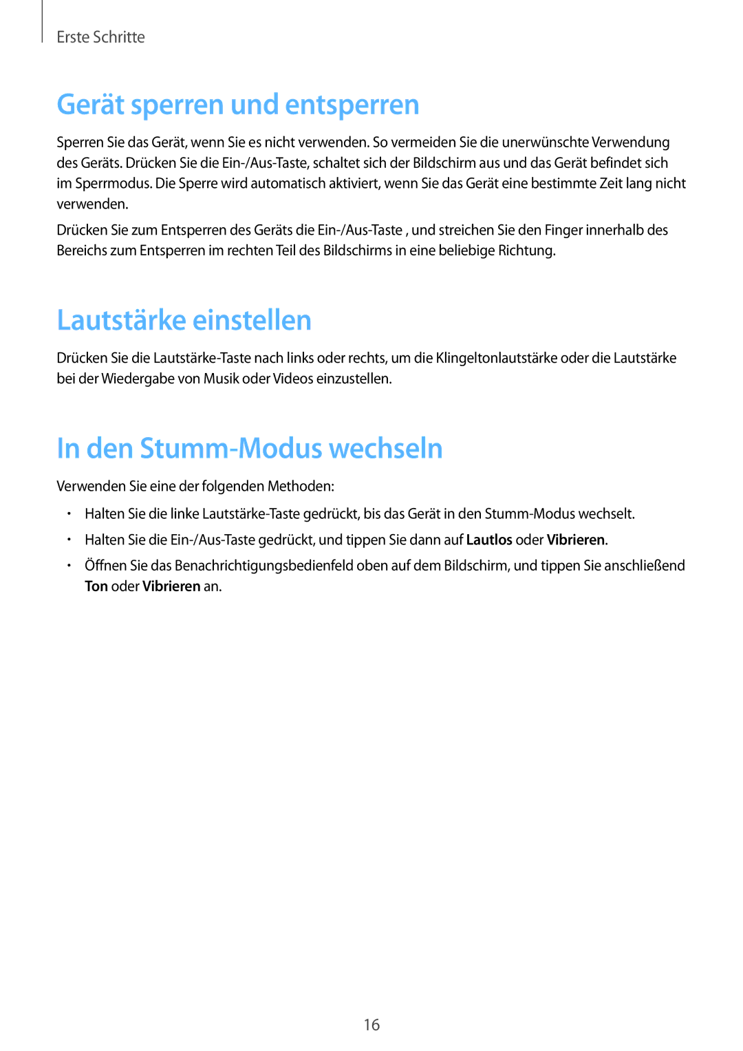 Samsung GT-P5200ZWADBT, GT-P5200MKADBT manual Gerät sperren und entsperren, Lautstärke einstellen, Den Stumm-Modus wechseln 