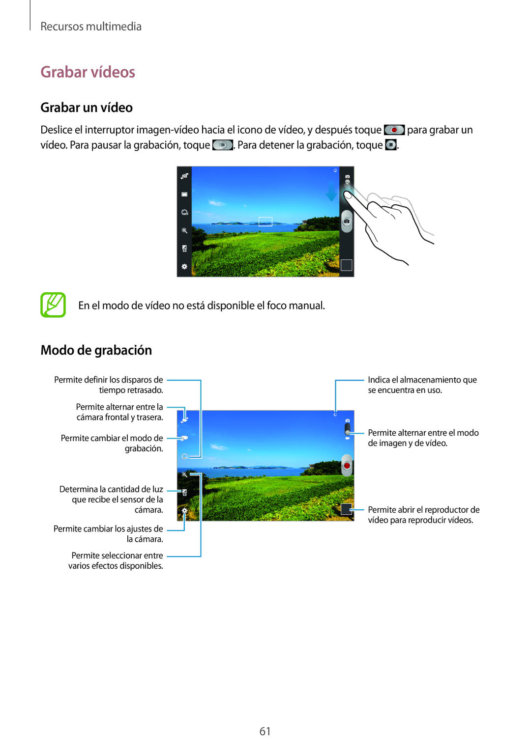 Samsung GT-P5200ZWAXEH, GT-P5200MKADBT, GT-P5200ZWATPH, GT-P5200ZWAXEO Grabar vídeos, Grabar un vídeo, Modo de grabación 
