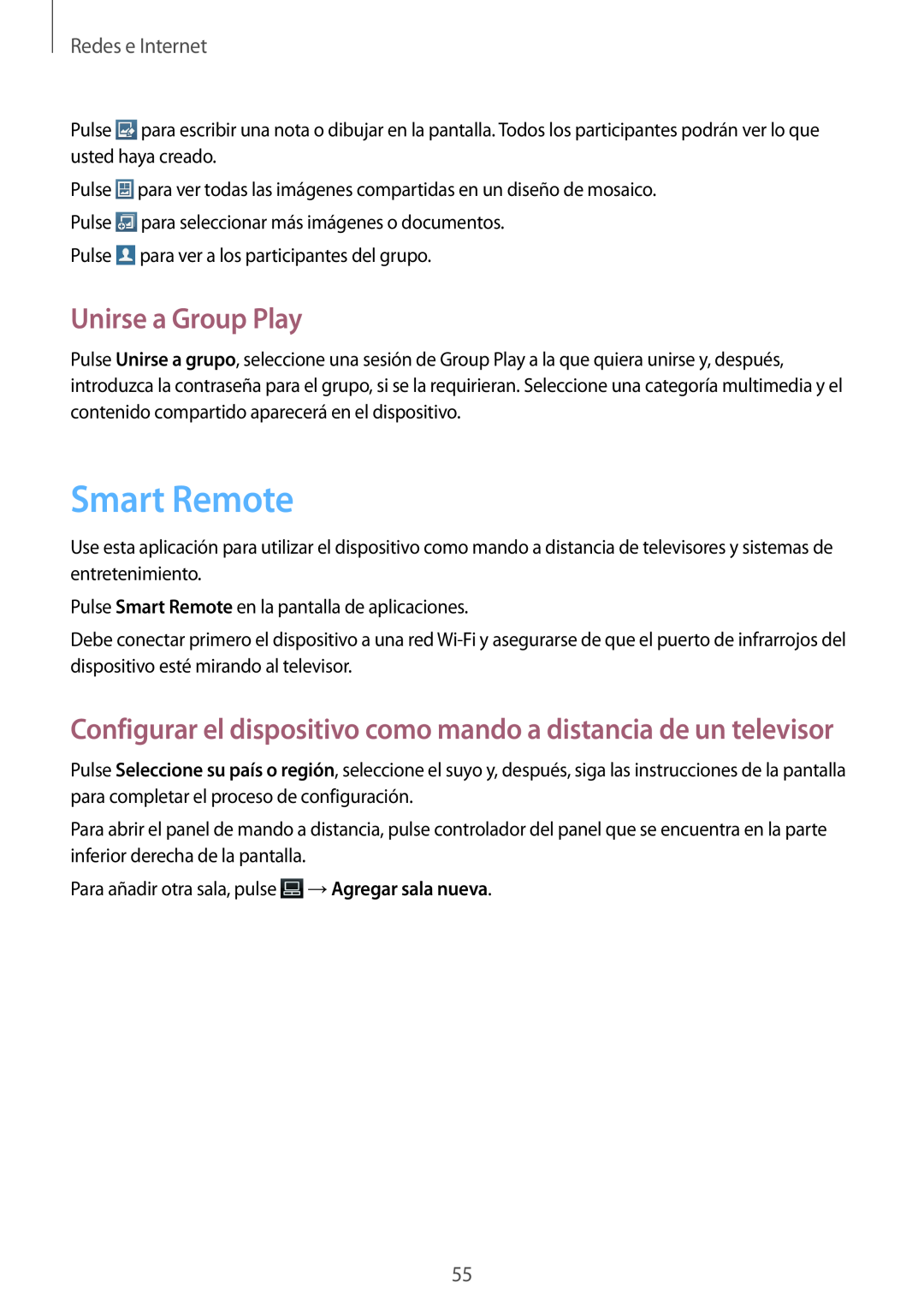 Samsung GT-P5200MKADBT Smart Remote, Unirse a Group Play, Configurar el dispositivo como mando a distancia de un televisor 